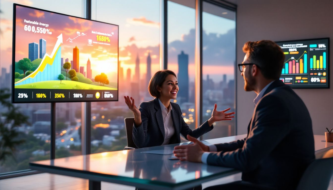 A consultant discussing environmental PR strategies with a client.
