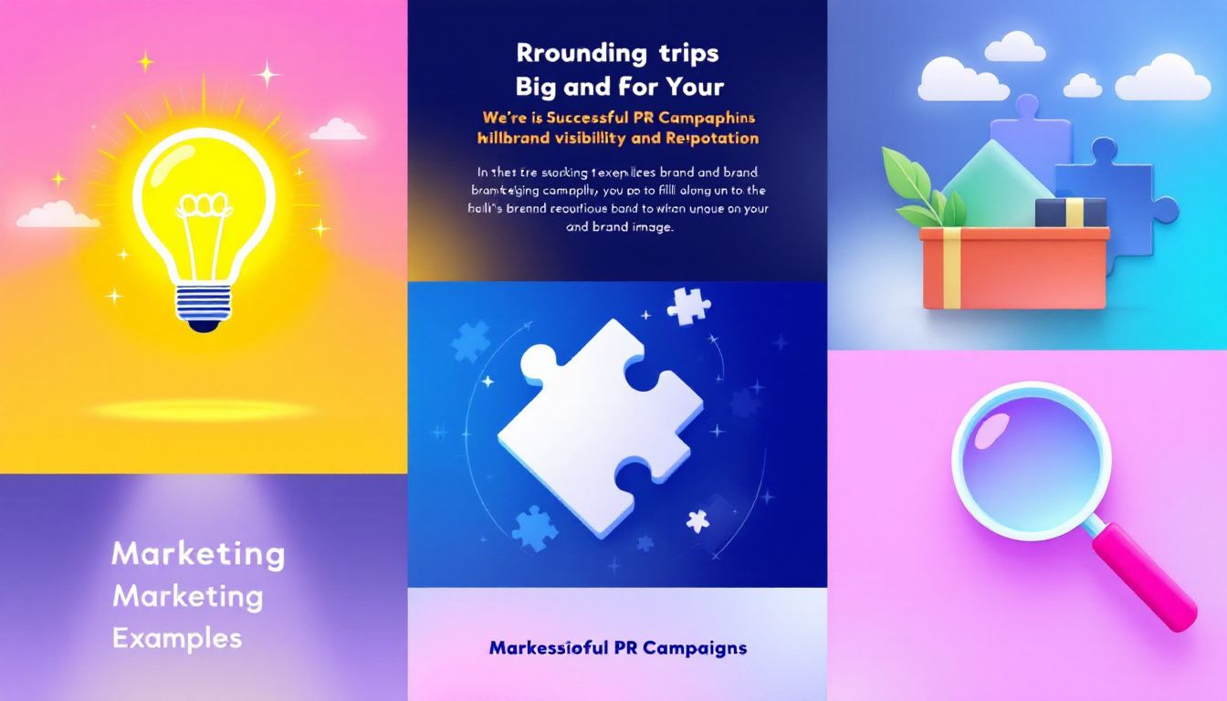 A collage of successful PR campaign examples that highlight brand visibility and reputation.