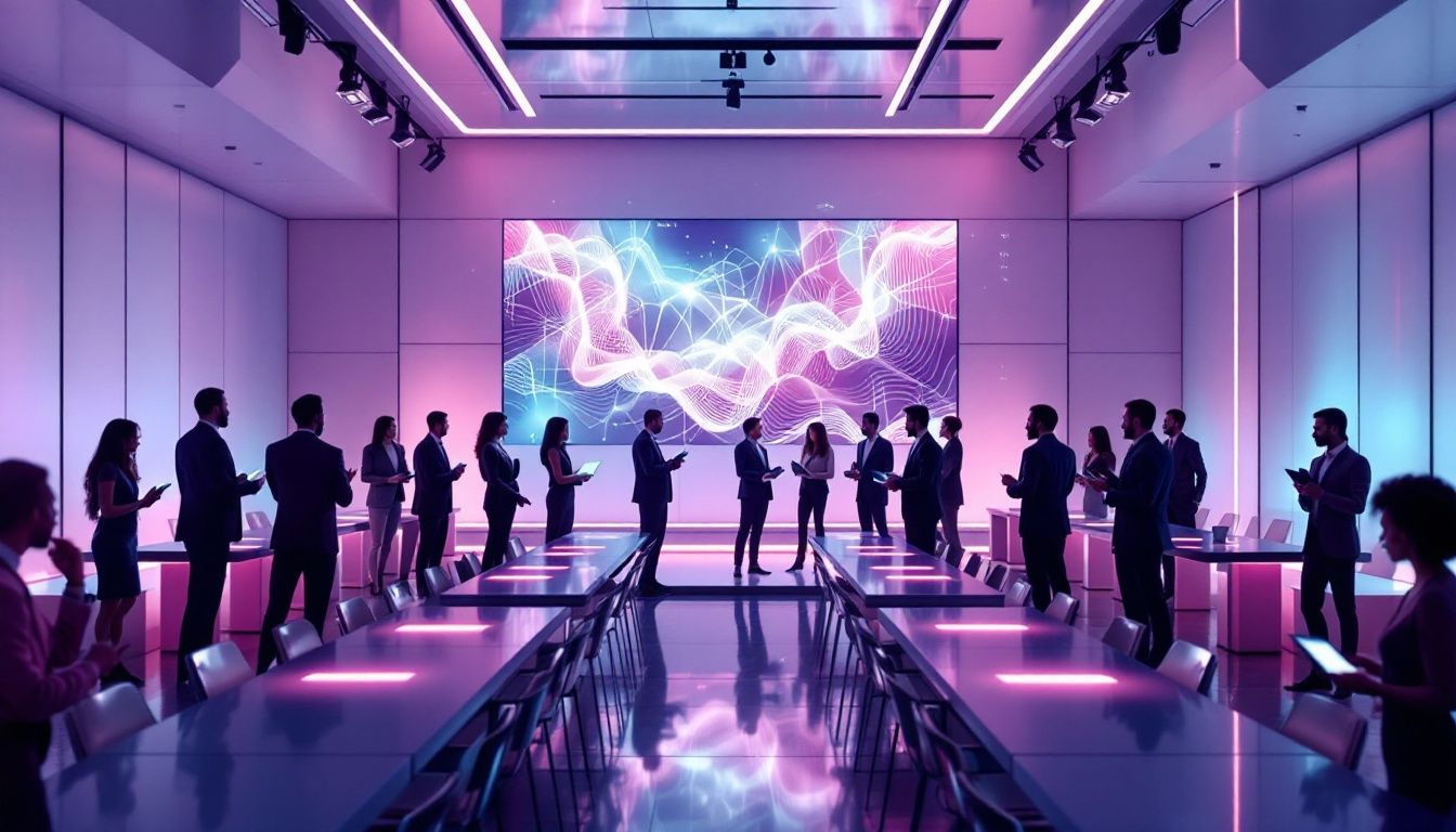 Utilizing technology during a presentation.