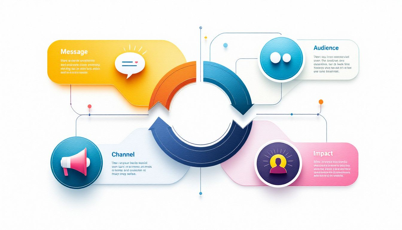 A diagram showing the scope and focus of communication and public relations.