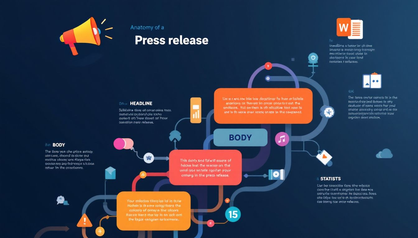 A detailed infographic breaking down the body of a press release.