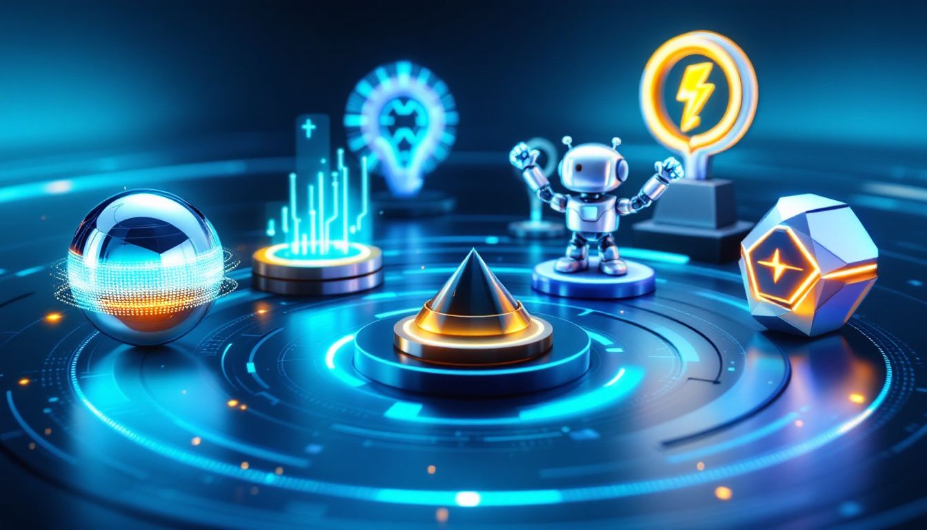 Categories of technology awards represented visually with icons.