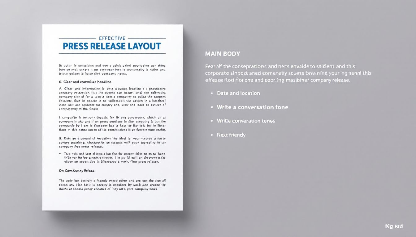 An example layout of the body of a press release.