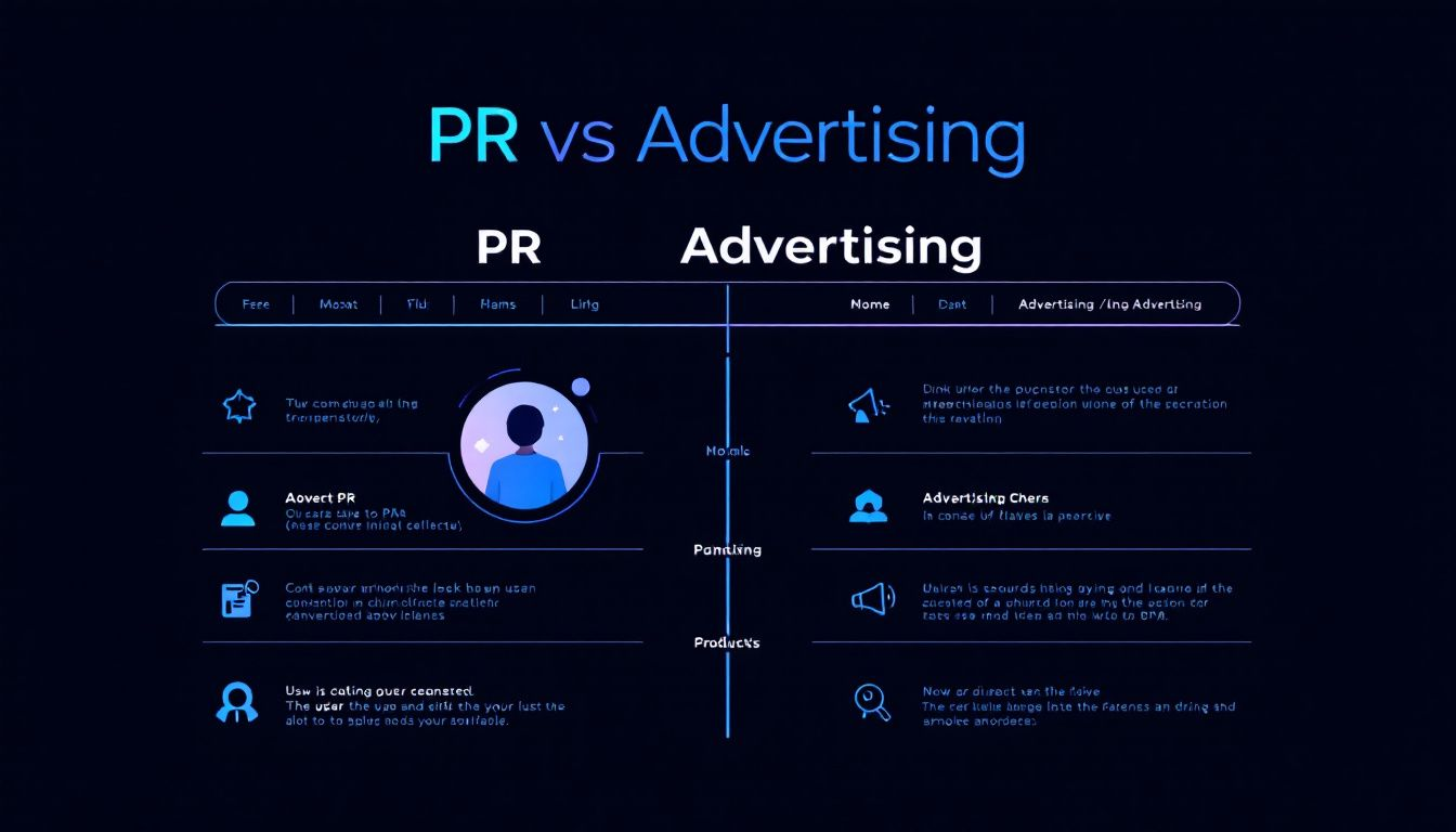 A comparison chart illustrating the costs of PR versus advertising.