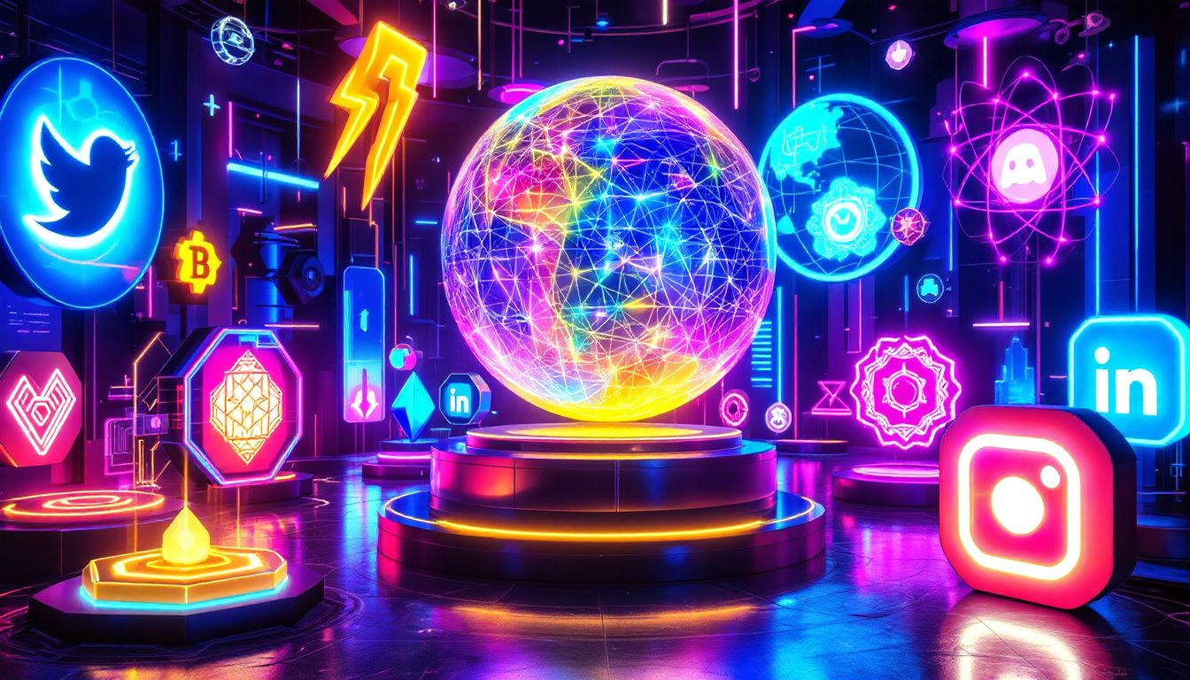 An illustration of social media platforms used for NFT PR.