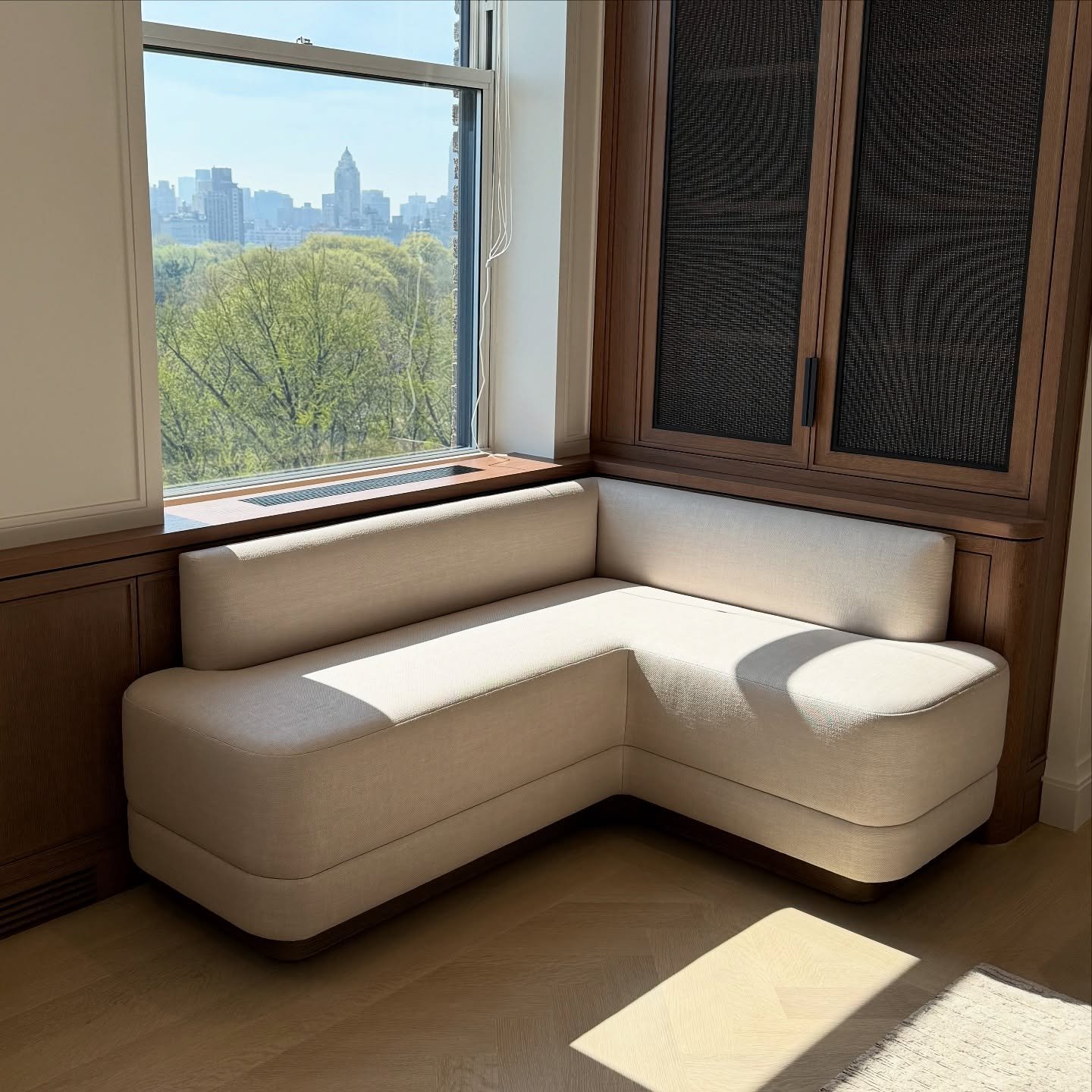 A pair of custom banquettes for @monicafrieddesign and their Central Park West project.