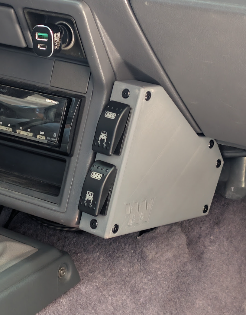 AuxPanel installed in 1st gen Toyota 4Runner Pickup, passenger side, gray