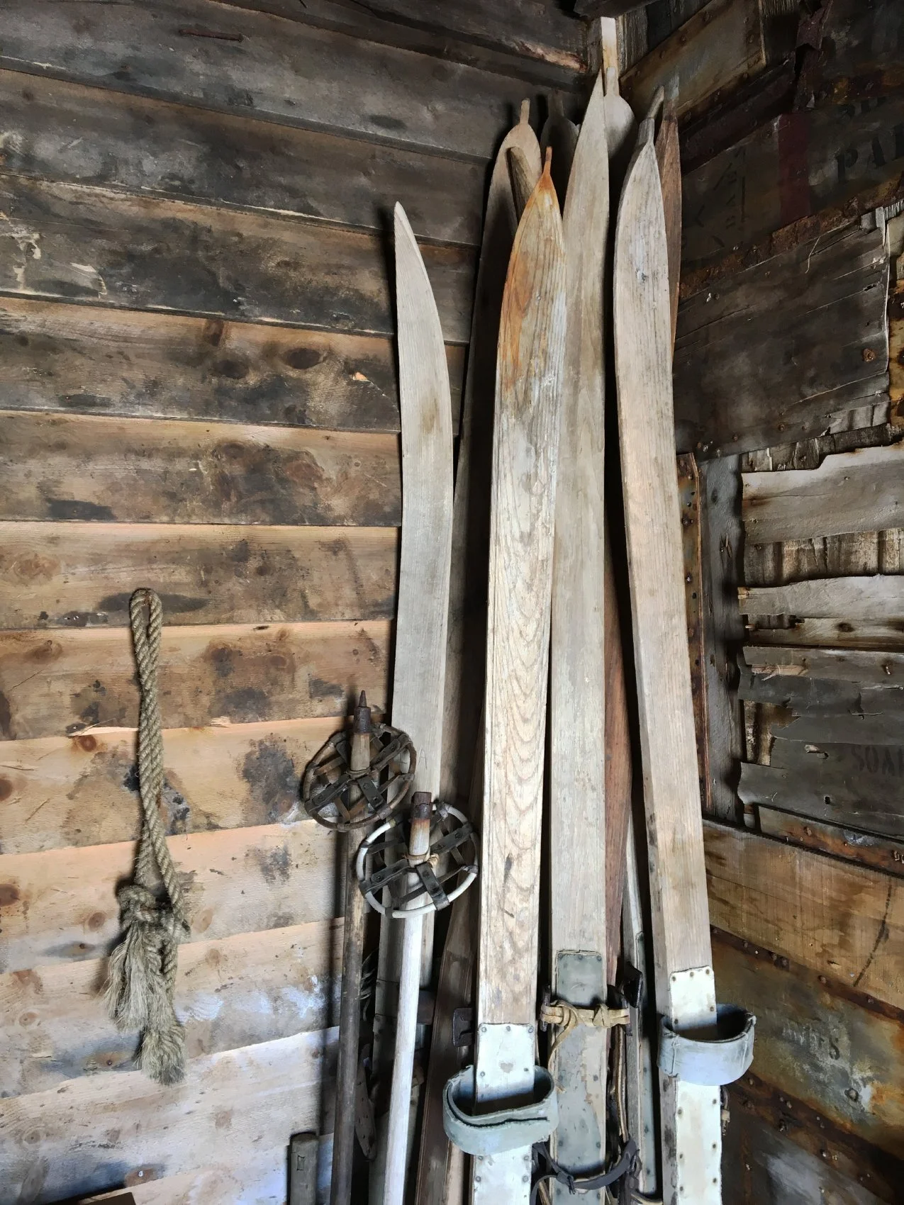 Skis at the entrance of Captain Scott's Hut.