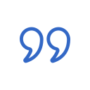 Two blue quotation marks on a white background.