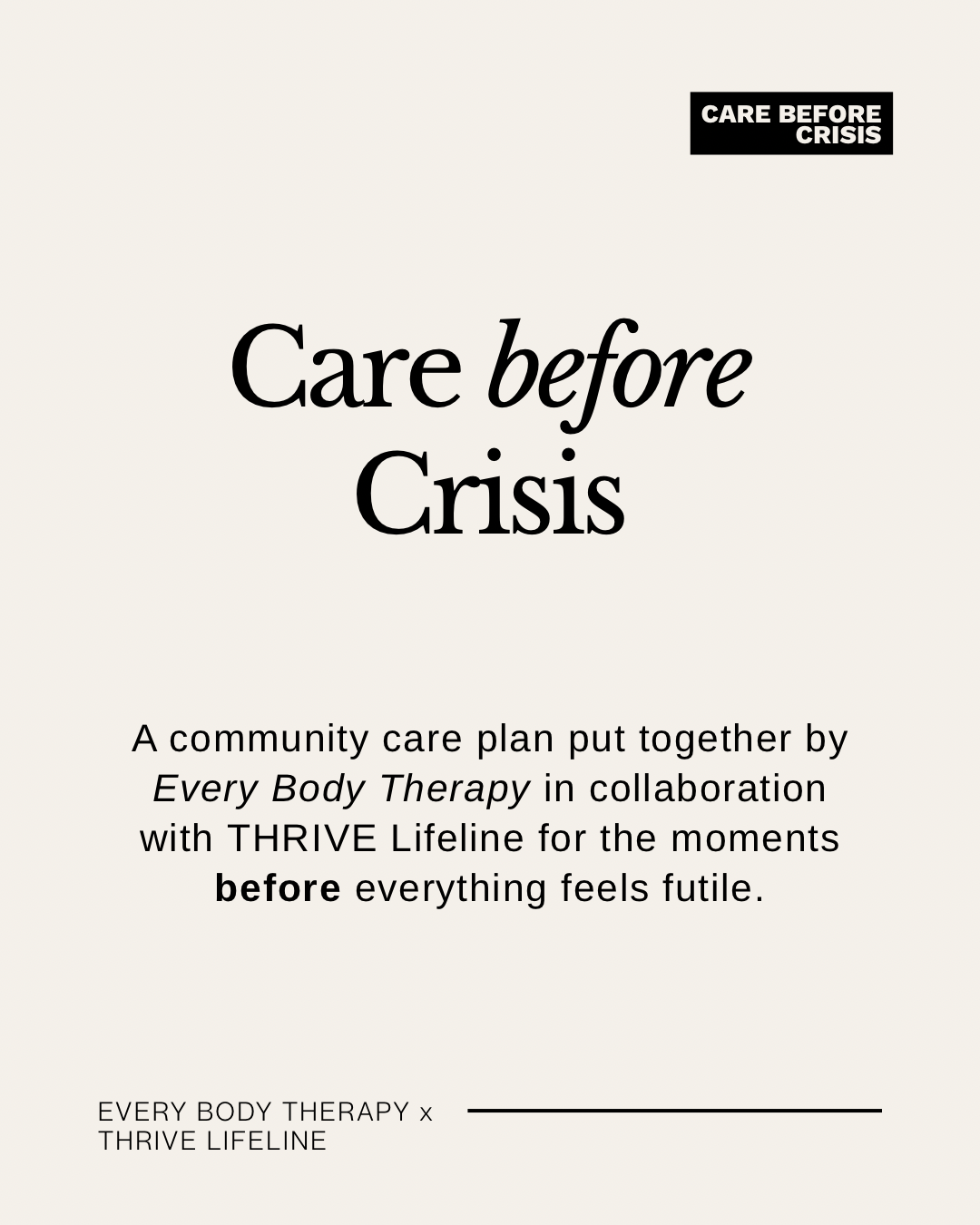 Care Before Crisis: A Community Care Plan Printable