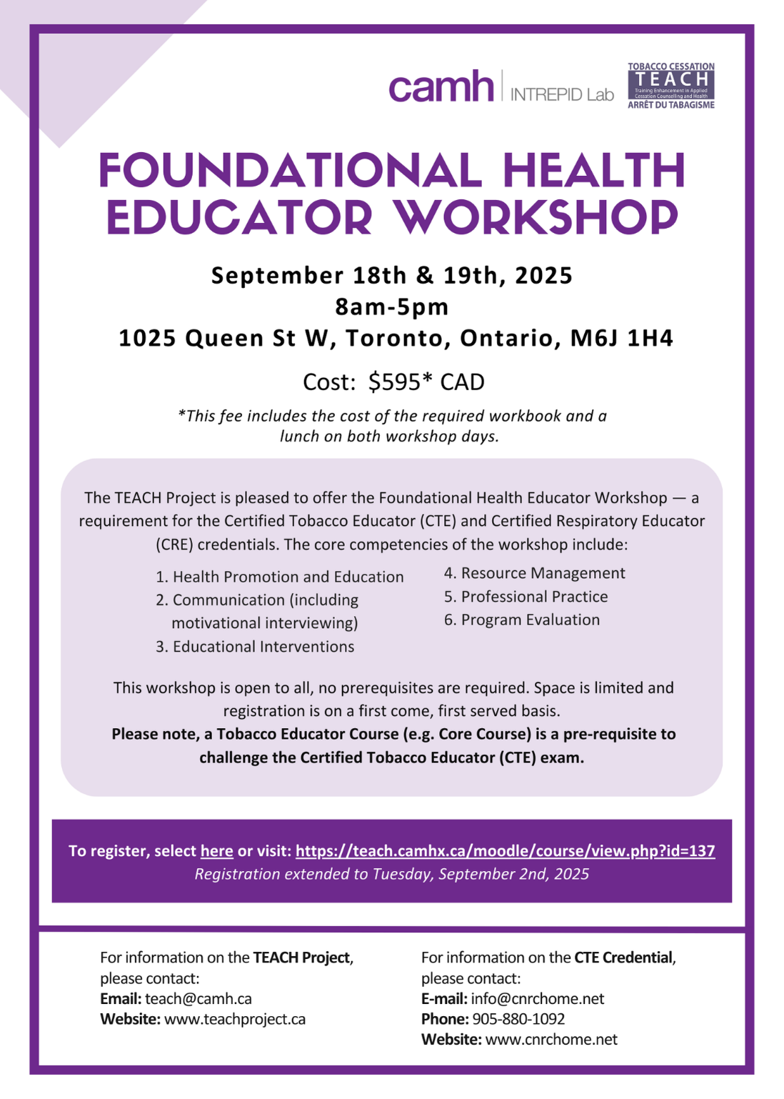 CAMH: Foundational Health Educator Workshop