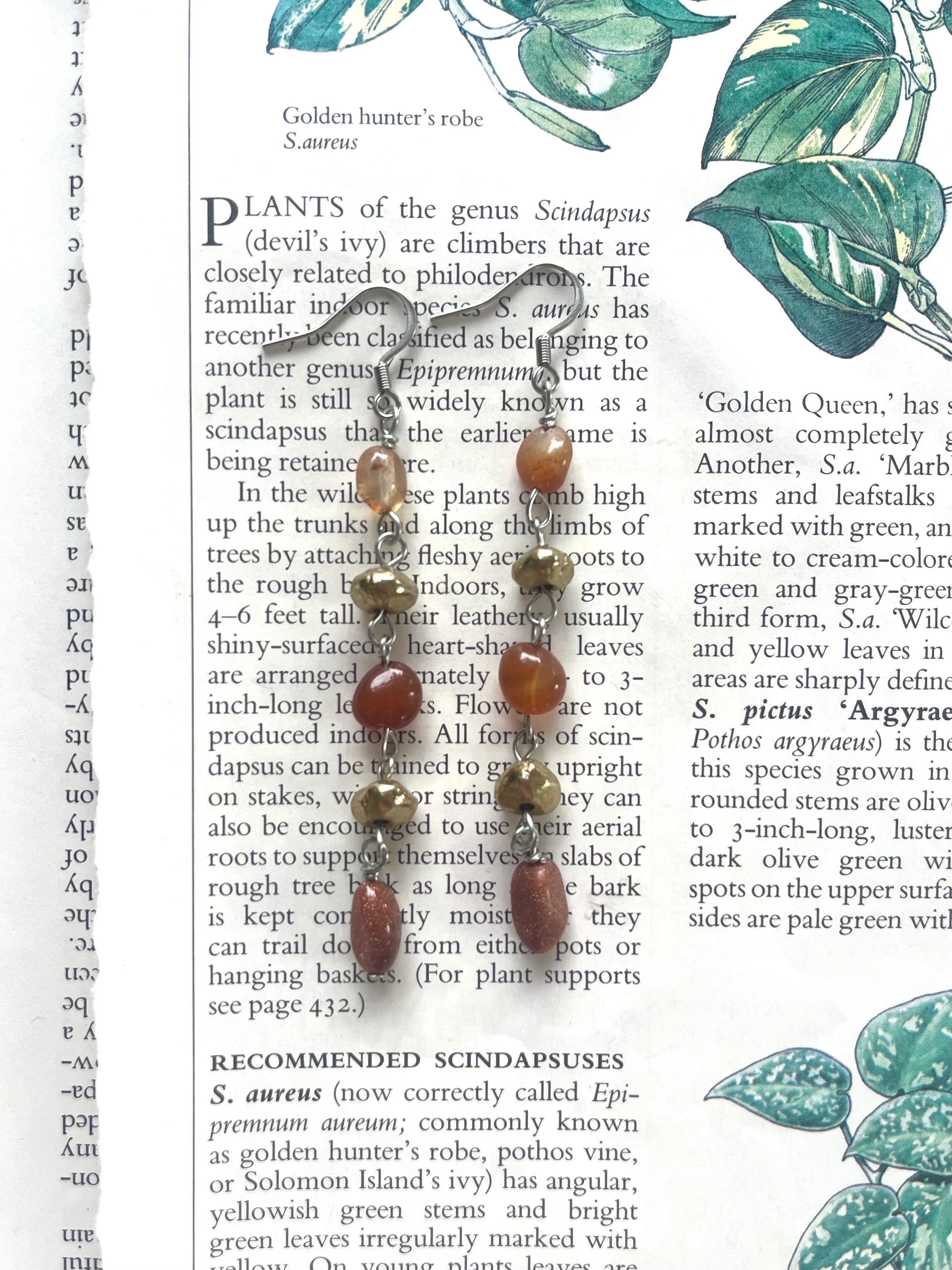 Orange Agate Sunstone & Brass Tears - Long