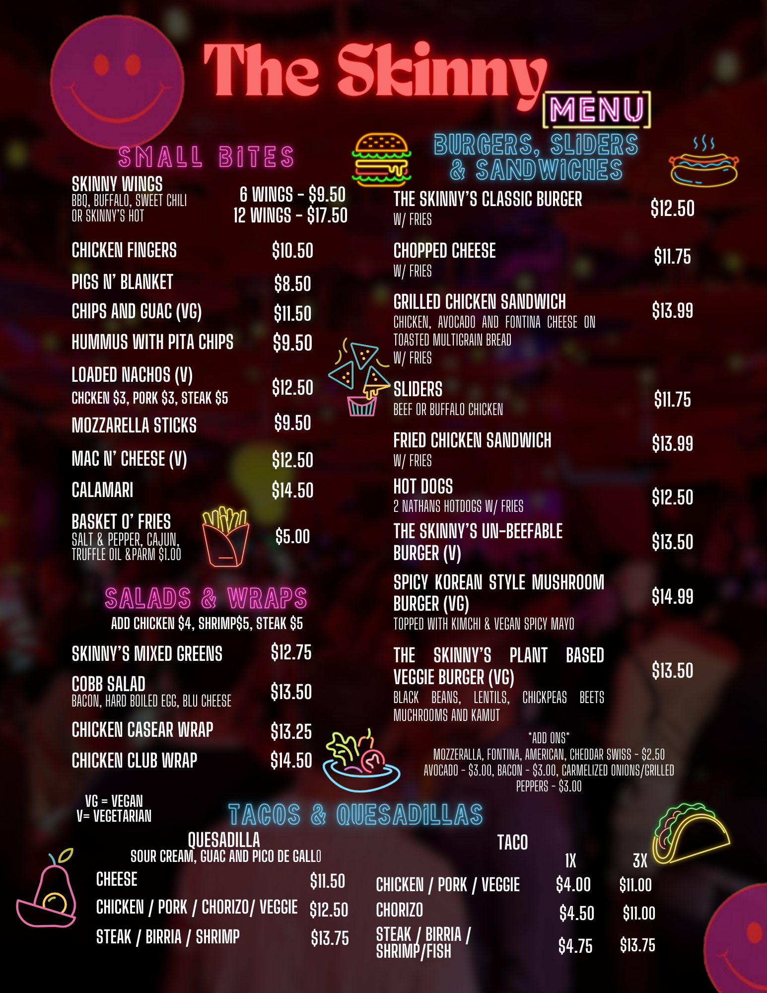 Menu 1 — The Skinny Bar & Lounge