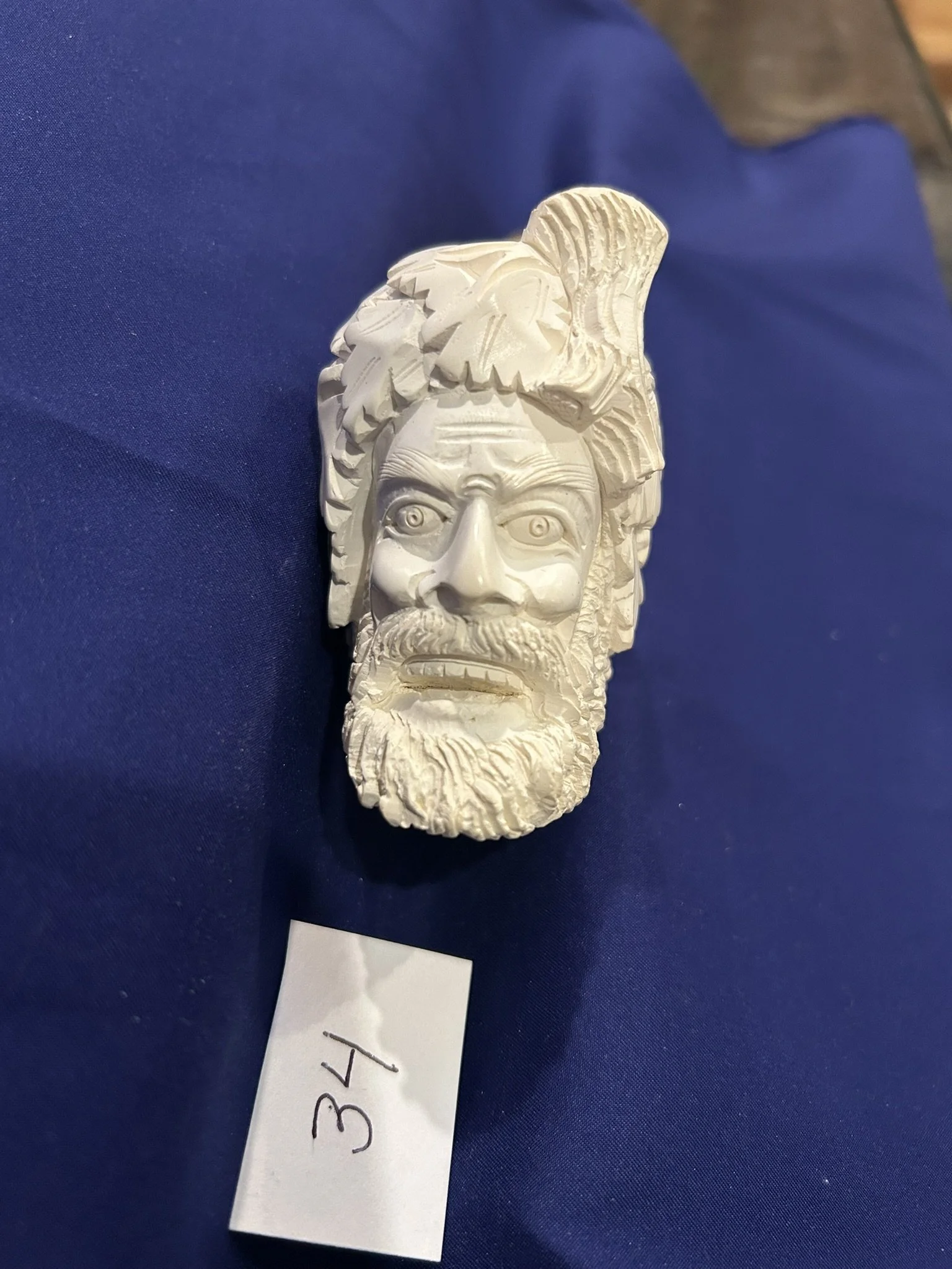 Meerschaum pipe Bacchus god of wine carving unused