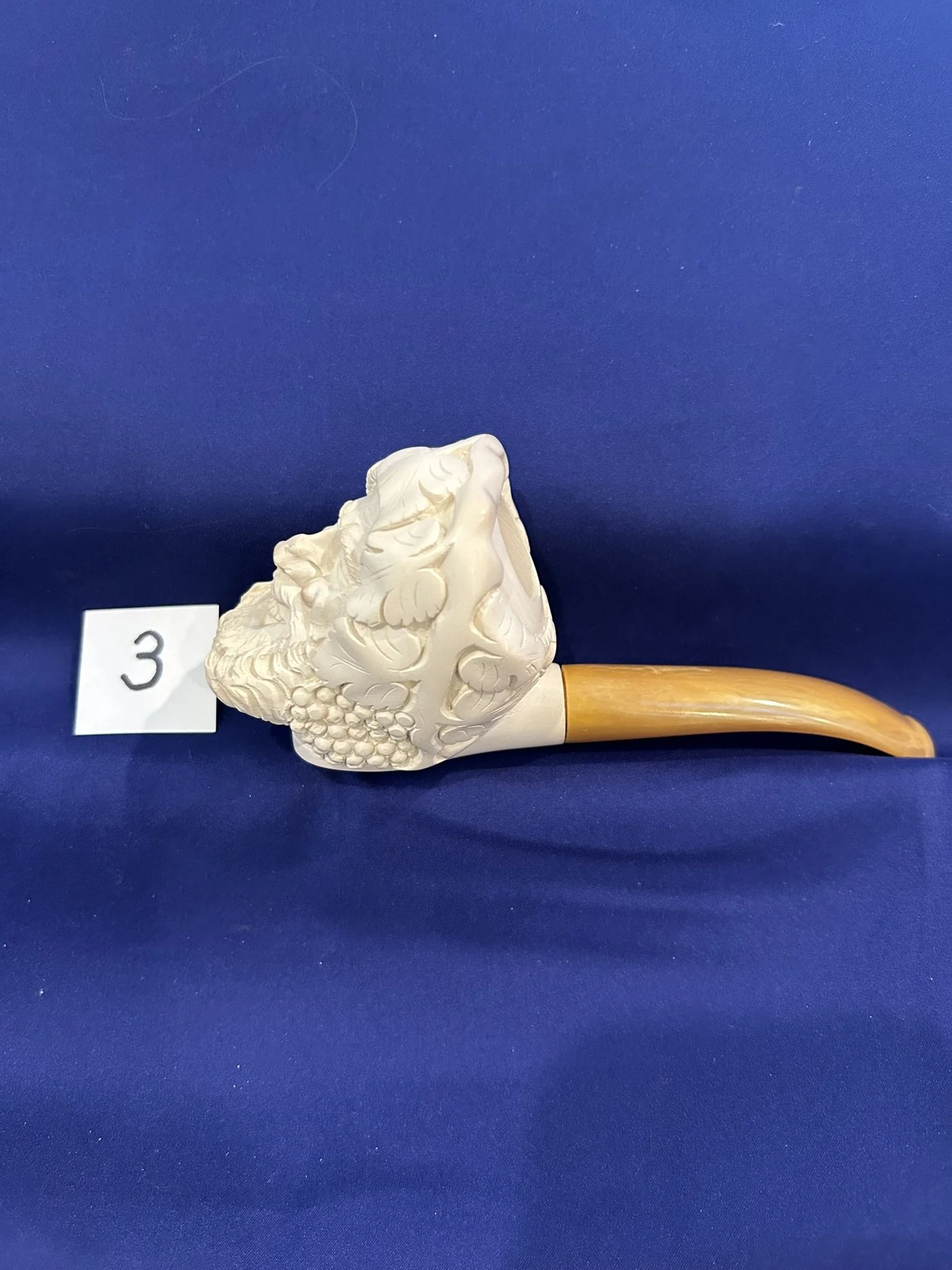 Meerschaum pipe Bacchus Wine God unused vintage block