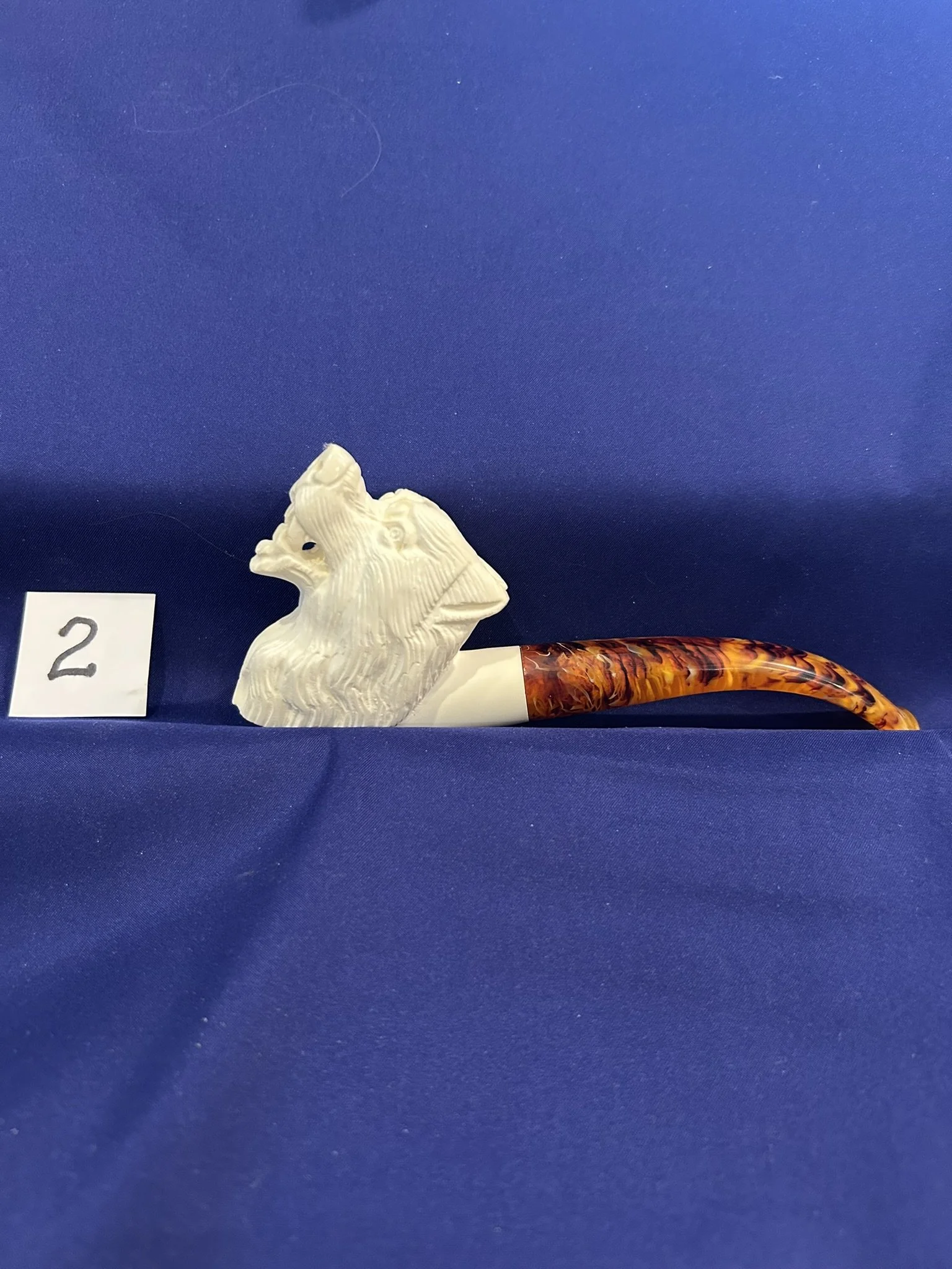 meerschaum pipe wolf carving very nice unused