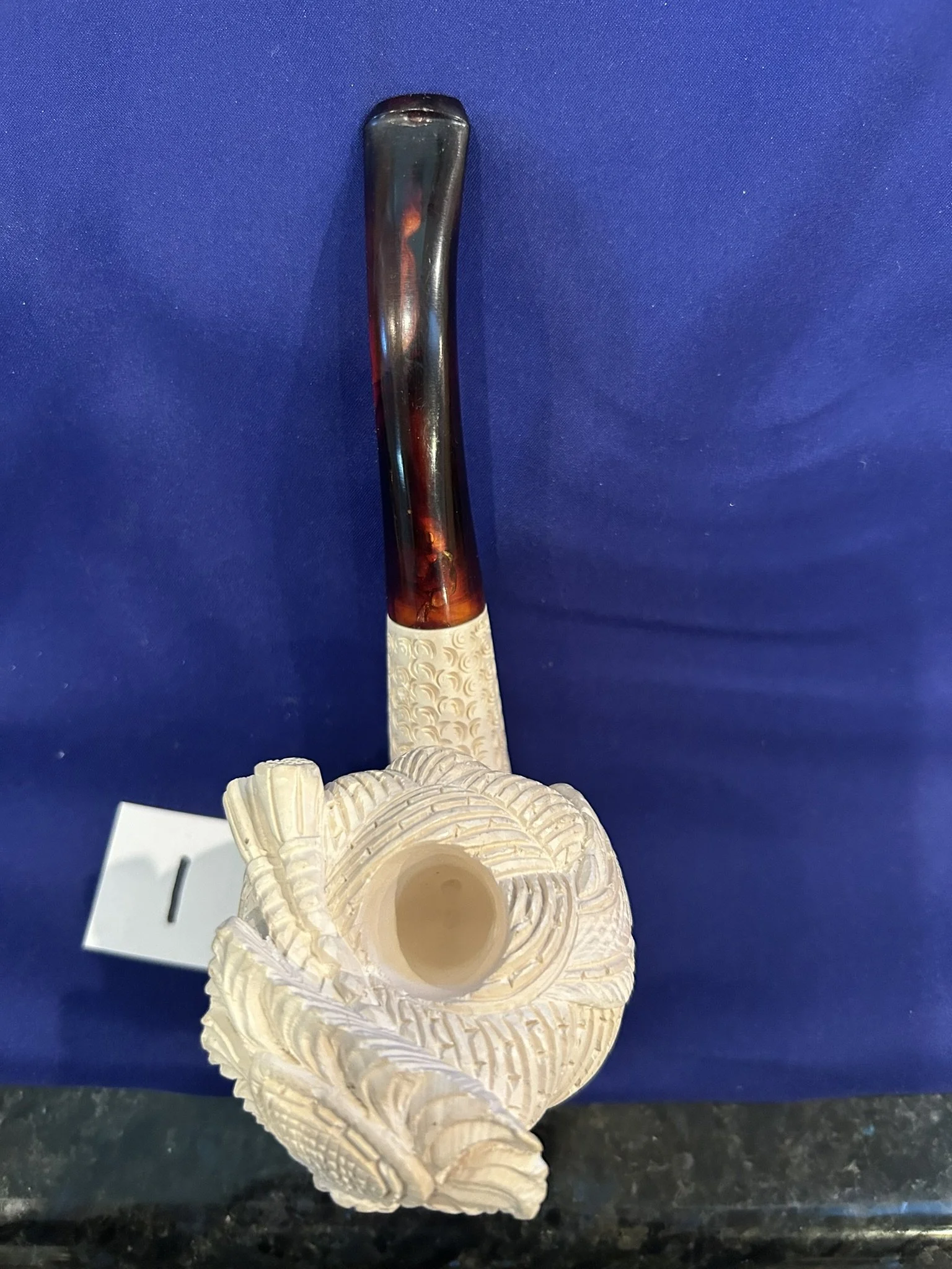 Meerschaum Pipe beautiful carving Sultan head Large block