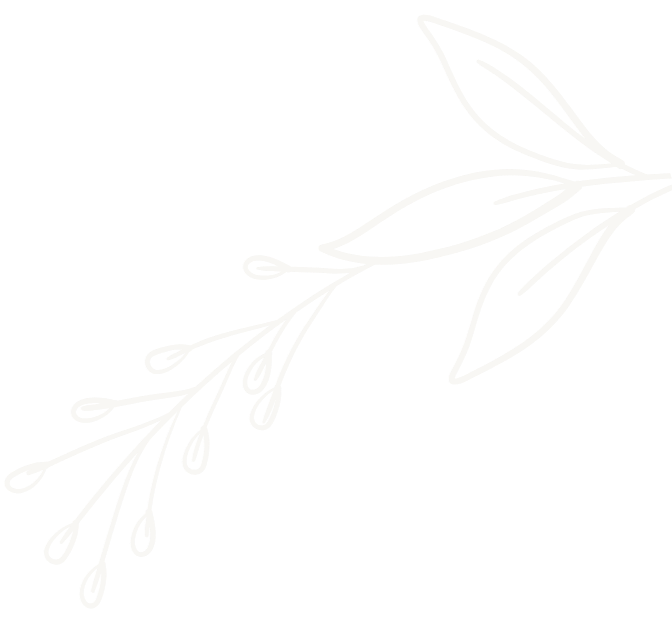 White line drawing of a fern or leaf branch on black background.