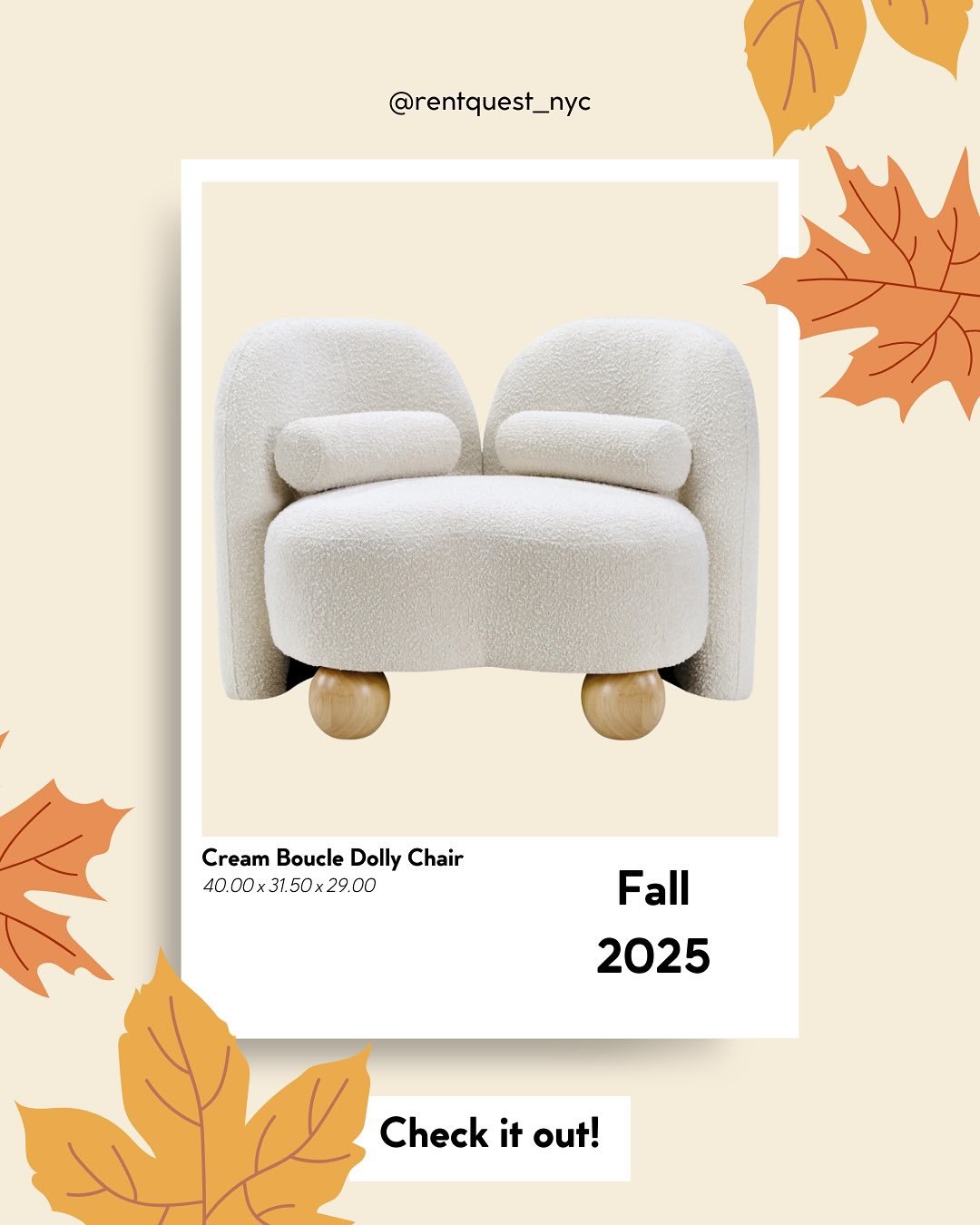 ✨HIGHLIGHT ITEM OF THE WEEK✨

Stylish, unique, and perfect for any and every event!
Our White Boucle Dolly is THE statement piece for any lounge, panel or Holiday event! 🎊

Book your next event with us today!
Submit a Wishlist or give us a call, and