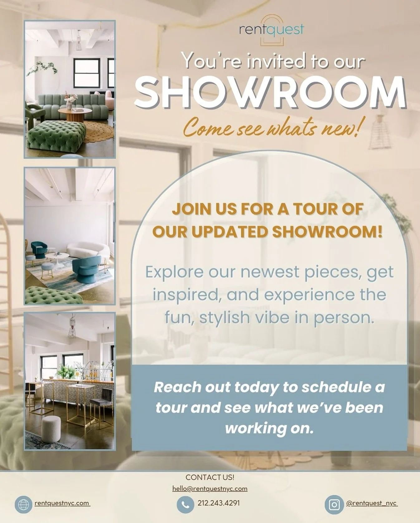 Come see what&rsquo;s new! 💫

Tour our showroom, explore our newest pieces and get inspired for your next event. From statement seating to elevated lounge setups, we&rsquo;re always adding something new. 

Reach out to schedule your visit, we&rsquo;