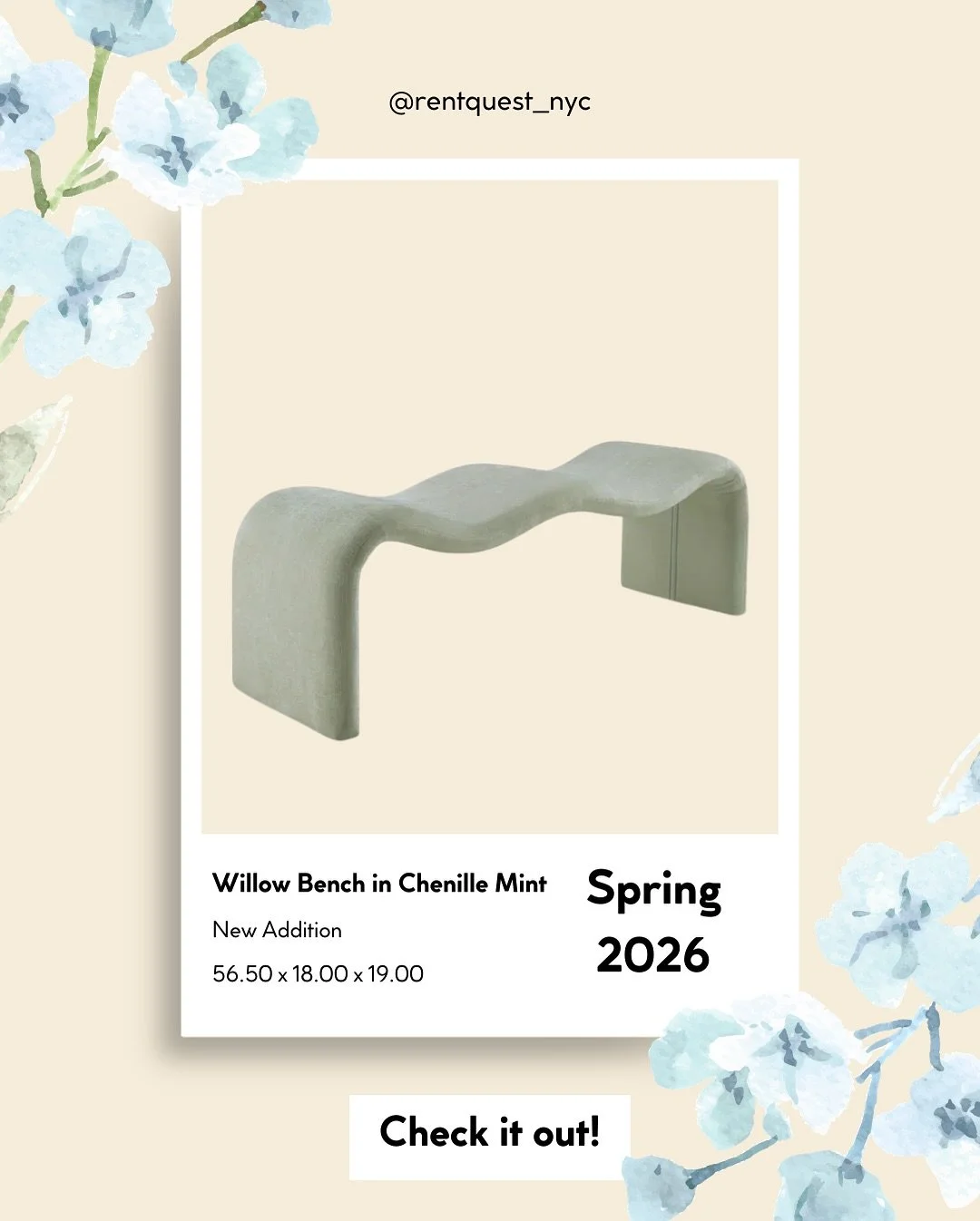 ✨HIGHLIGHT ITEM OF THE WEEK✨

Willow bench ~

Making benches a little bit more fun! This modern piece is perfect for styling any lounge set up. 
&bull;
&bull;
&bull;
&bull;
&bull;
&bull;
&bull;
&bull;
&bull;
&bull;
#rentquest #rentals #nycrentals #ny