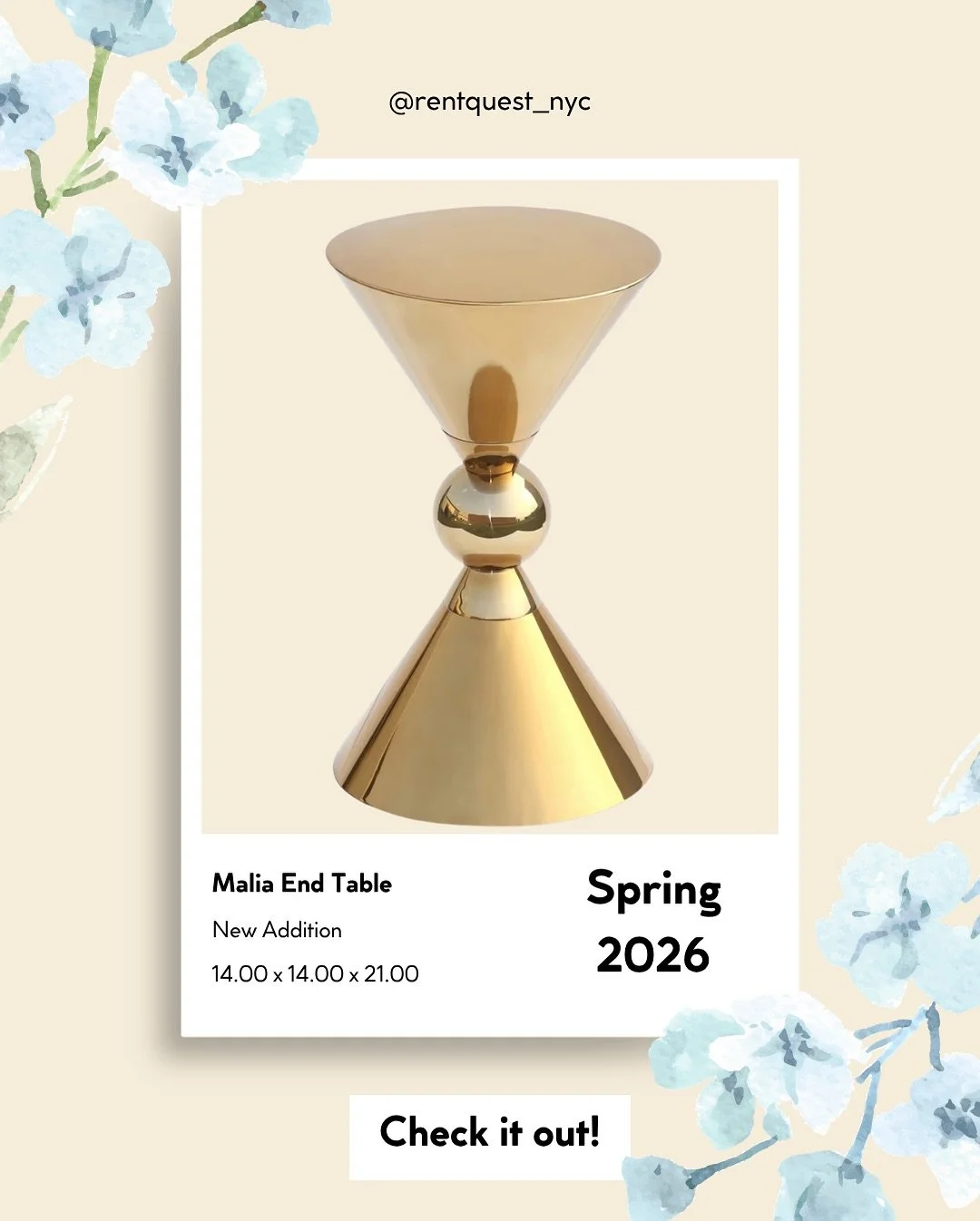 ✨HIGHLIGHT ITEM OF THE WEEK✨

Malia End Table ⌛️

A standout accent table with a sculptural form and gold metallic finish. Perfect for adding a touch of sophistication to lounges!
&bull;
&bull;
&bull;
&bull;
&bull;
&bull;
&bull;
&bull;
&bull;
&bull;
