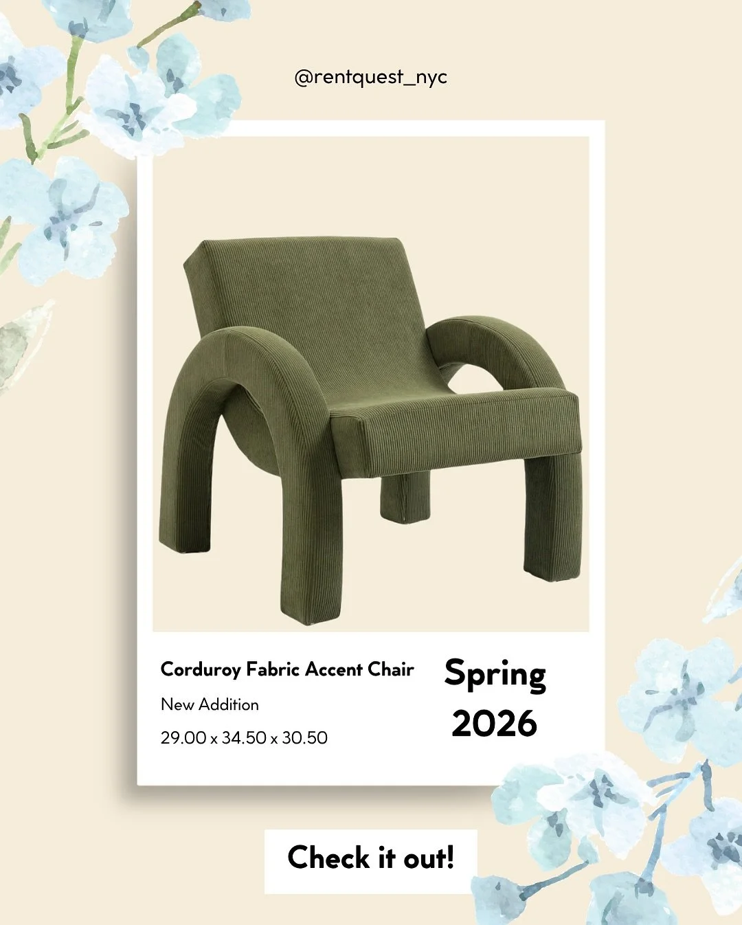 ✨HIGHLIGHT ITEM OF THE WEEK✨

Corduroy Fabric Accent Chair

Soft, textured, and effortlessly stylish! A corduroy accent chair that adds comfort and character to any setting!
&bull;
&bull;
&bull;
&bull;
&bull;
&bull;
&bull;
&bull;
&bull;
&bull;
#rentq