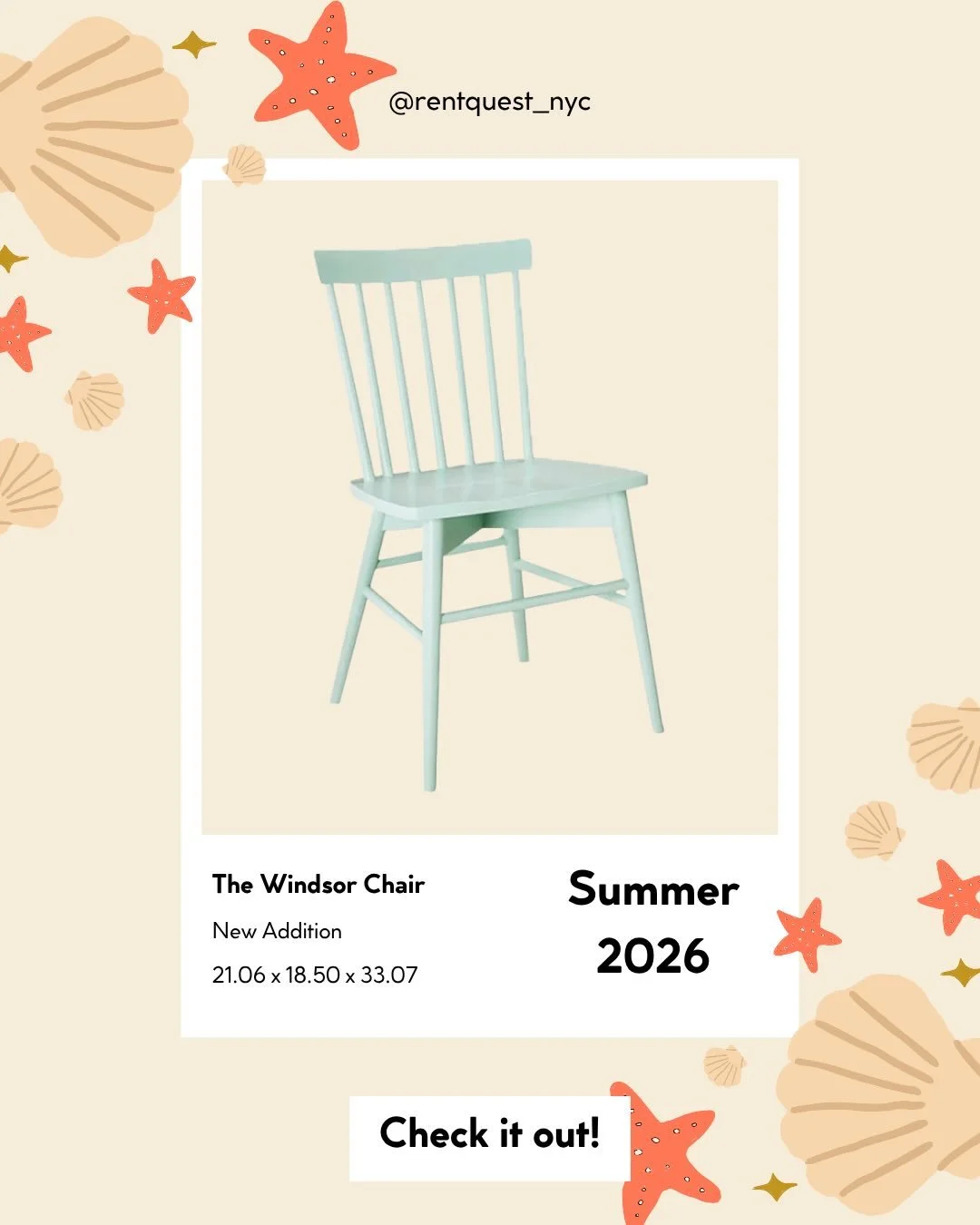 ✨HIGHLIGHT ITEM OF THE WEEK✨
The Windsor Chair
A charming, classic chair with a timeless spindle back that brings effortless elegance to any space. The fresh mint hue keeps it playful while the sturdy frame makes it perfect for any event, big or smal