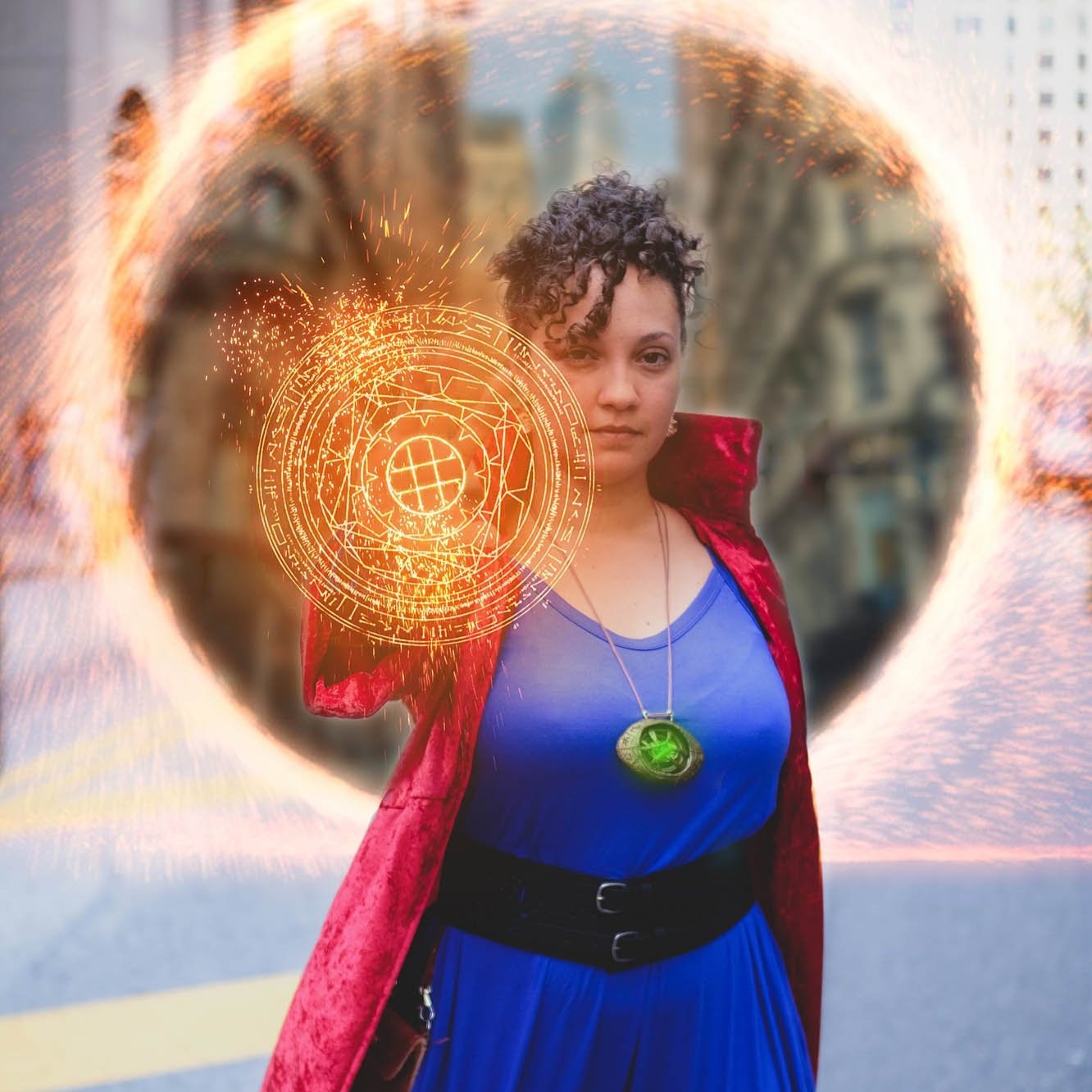 Femme doctor strange cosplay portrait taken and edited by Sharma Shari Photography 