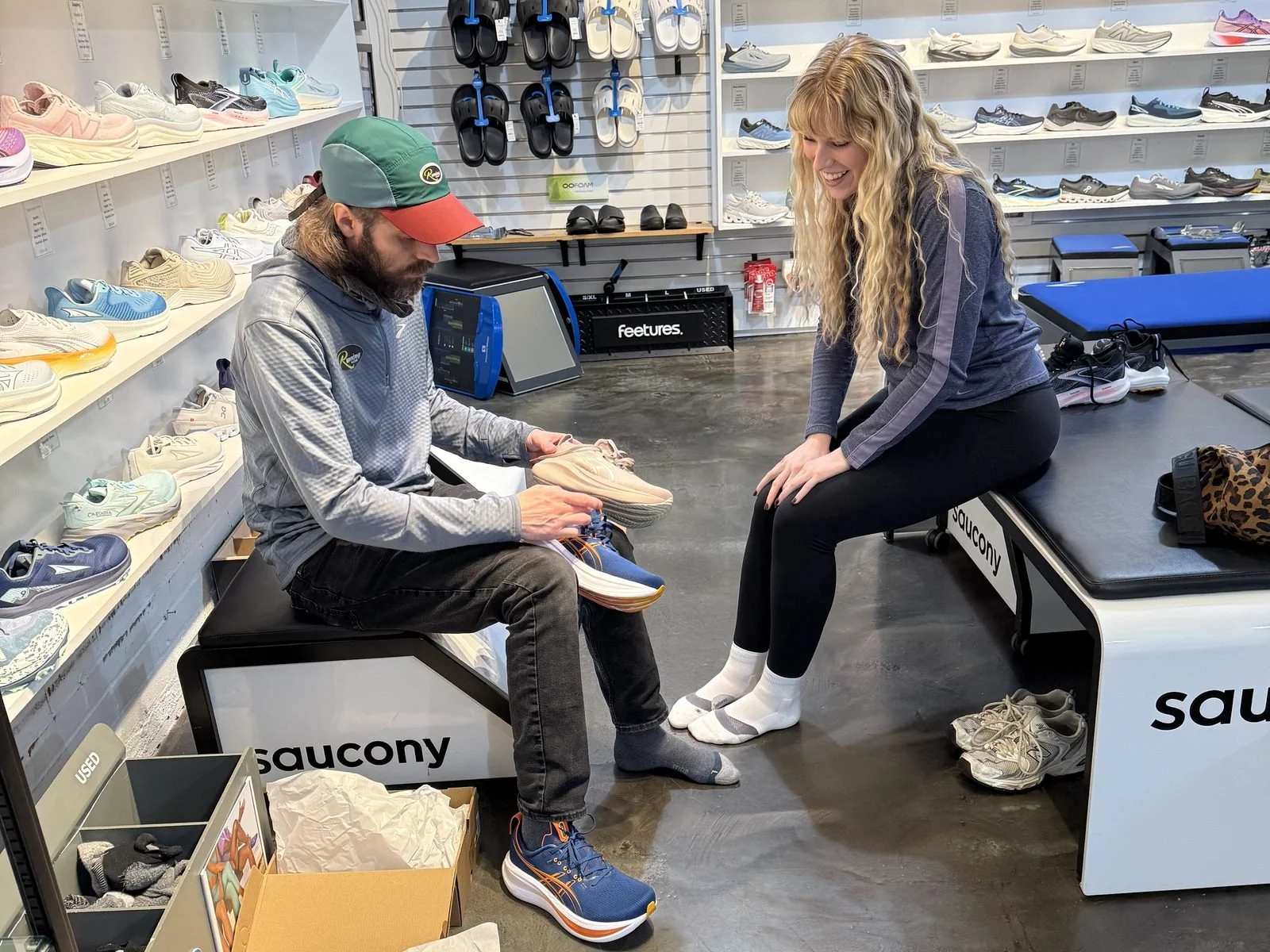 shoe fitting session at Running Niche specialty running store in St. Louis