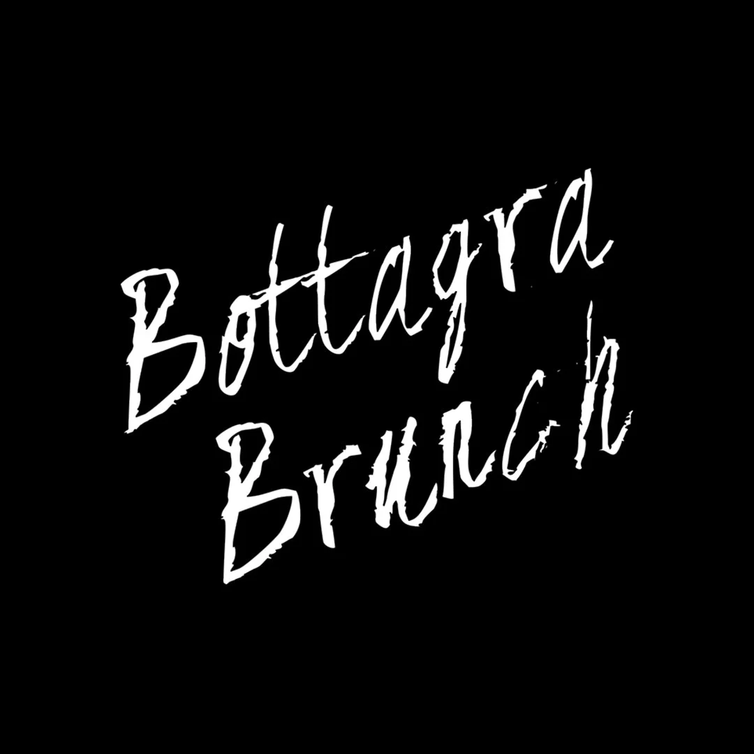 Black background with white cursive text that reads "Bottaga Bruschi".