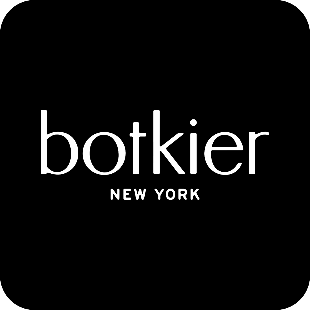 Black background with white text displaying 'botkier' and 'NEW YORK'.