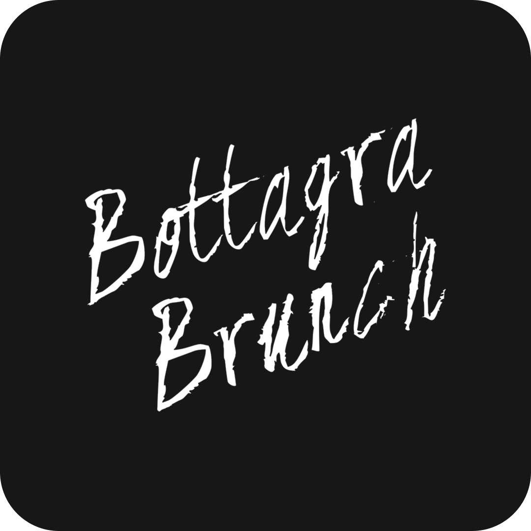 Black background with white handwritten-style text that reads 'Bottaga Brunch' in a diagonal arrangement.