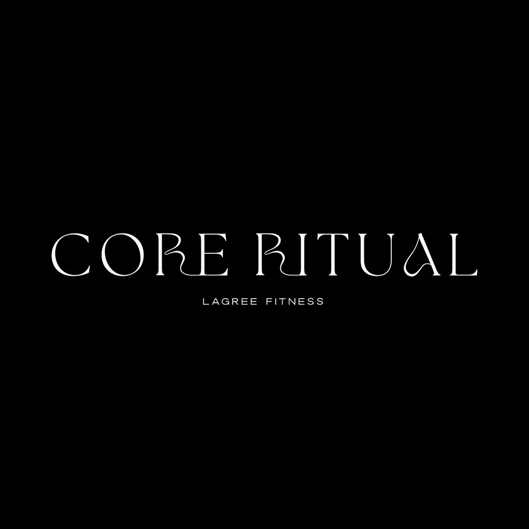 Black background with white text reading 'Core Ritual' and smaller text below that says 'Lagree Fitness'.