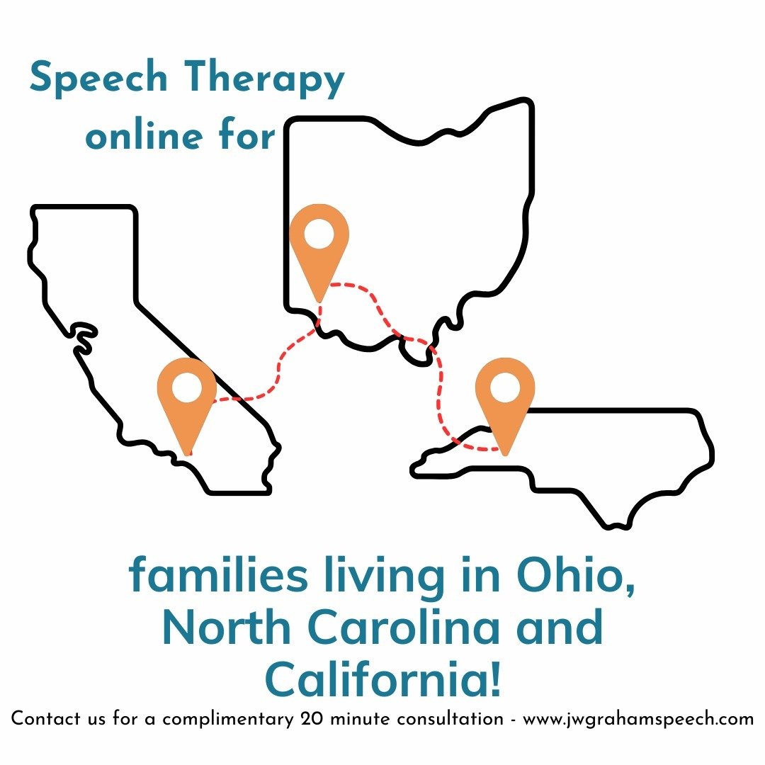 With technology, families living in Ohio, North Carolina and California have access to high quality speech therapy services. 

Contact us for a complimentary 20 minute consultation to see if we're a good fit. 

www.jwgrahamspeech.com

#speechtherapy 