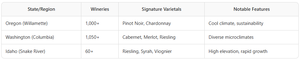 Pacific Northwest wineries Washington, Oregon, British Columbia