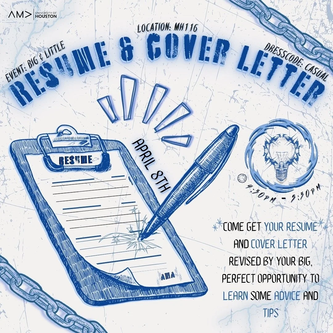 Make recruiters swipe right! Tomorrow have your resume reviewed and leveled up by your big in our Big/Little Resume &amp; Cover Letter Workshop! 📝😎

Flyer: Ivan Diaz