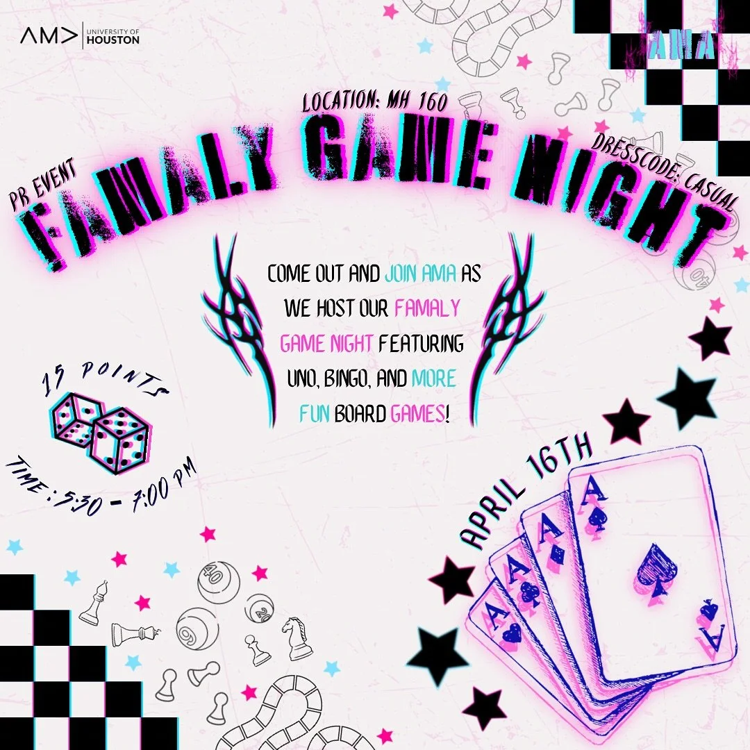 Take a breather after elections! 🃏🎲 This Wednesday our fAMAly will be hosting a game night where we will compete playing UNO, Bingo, &amp; some board games! Grab your deck &amp; bring the noise! 🗣️🎯

Flyer: Zofie Chun

⭐ 15 Social Points
📍 MH Ro