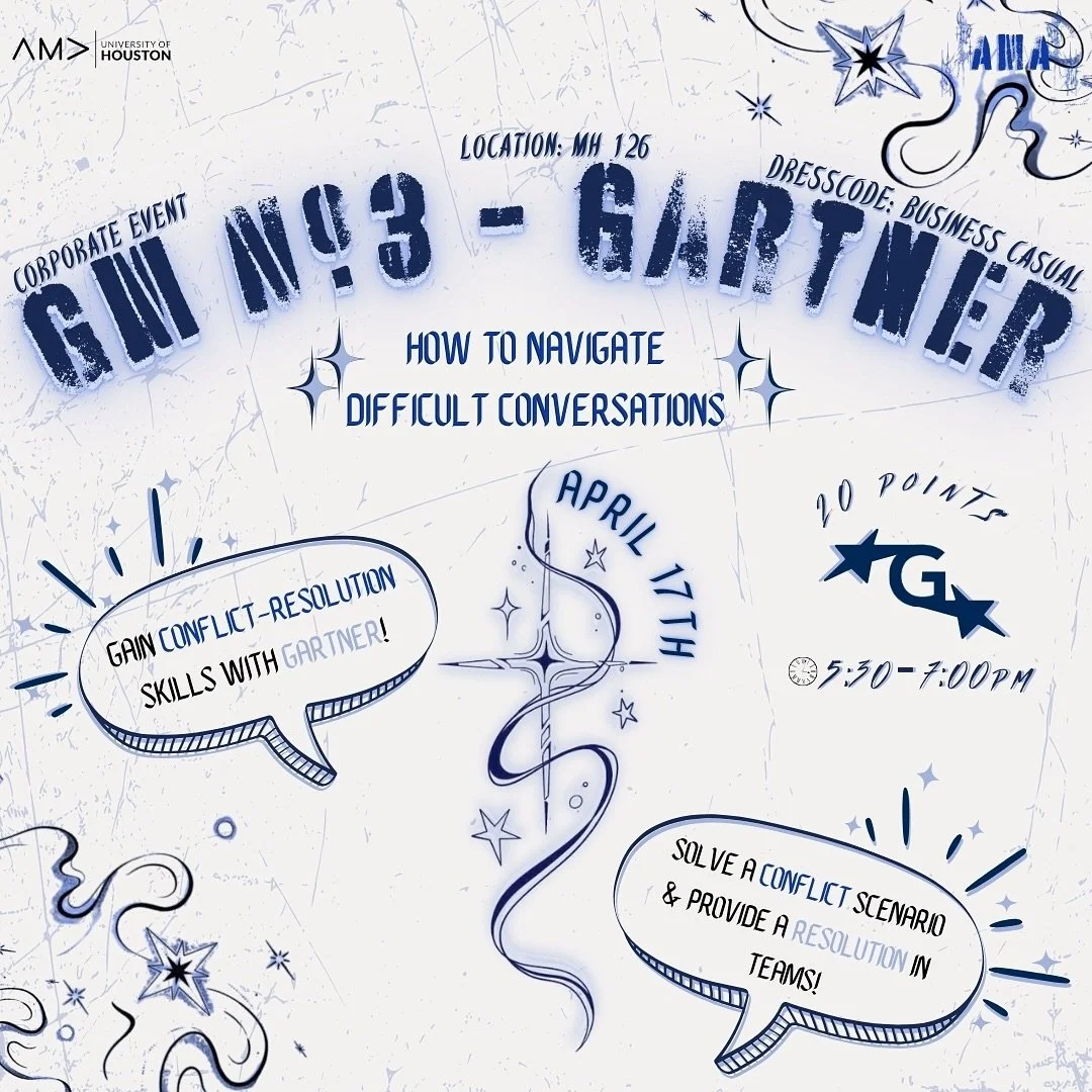 𝐆𝐄𝐍𝐄𝐑𝐀𝐋 𝐌𝐄𝐄𝐓𝐈𝐍𝐆 #𝟑: 𝐆𝐀𝐑𝐓𝐍𝐄𝐑

Fight the system, not each other! This Thursday, our fAMAly be hosting our FINAL general meeting of the semester with Gartner on how to navigate thru difficult conversations &amp; resolve conflicts! 