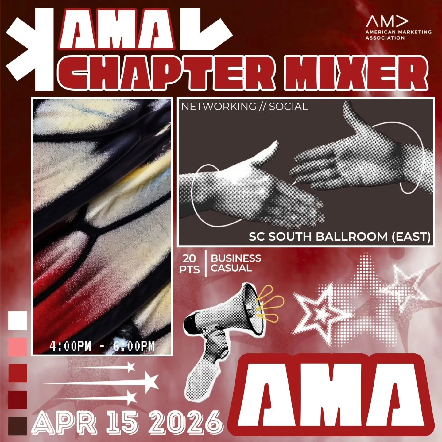 Hey fAMALy 🤝
We&rsquo;re bringing the chapters together!
Join us for our AMA Chapter Mixer to meet and connect with AMA members across H-Town
We&rsquo;ve got bingo, networking rounds, snacks, and a space to just talk and get to know new people 👀
📅