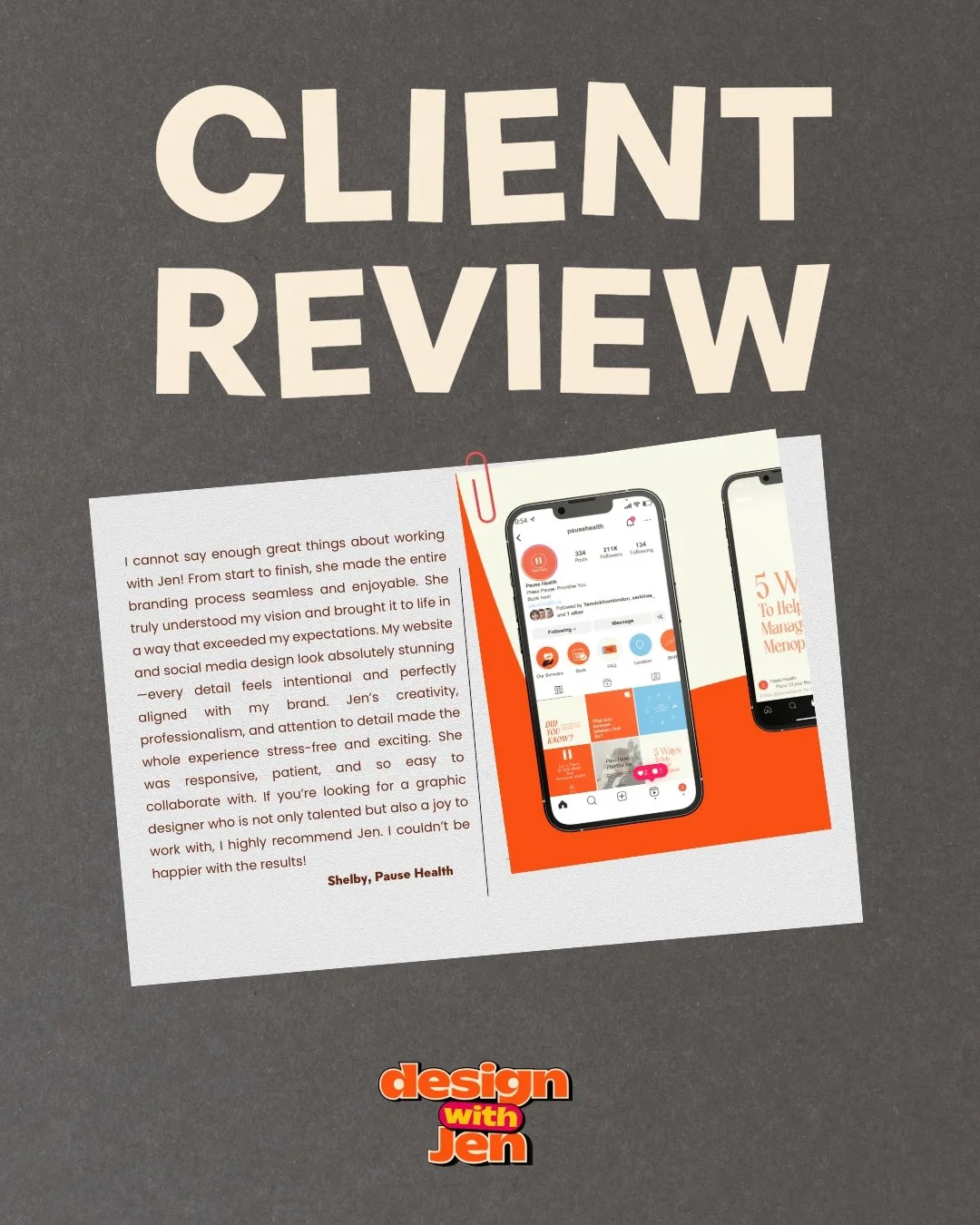 a lovely review from Shelby who I worked with last year in 2025! I had such a great time designing her brand, Pause Health <3