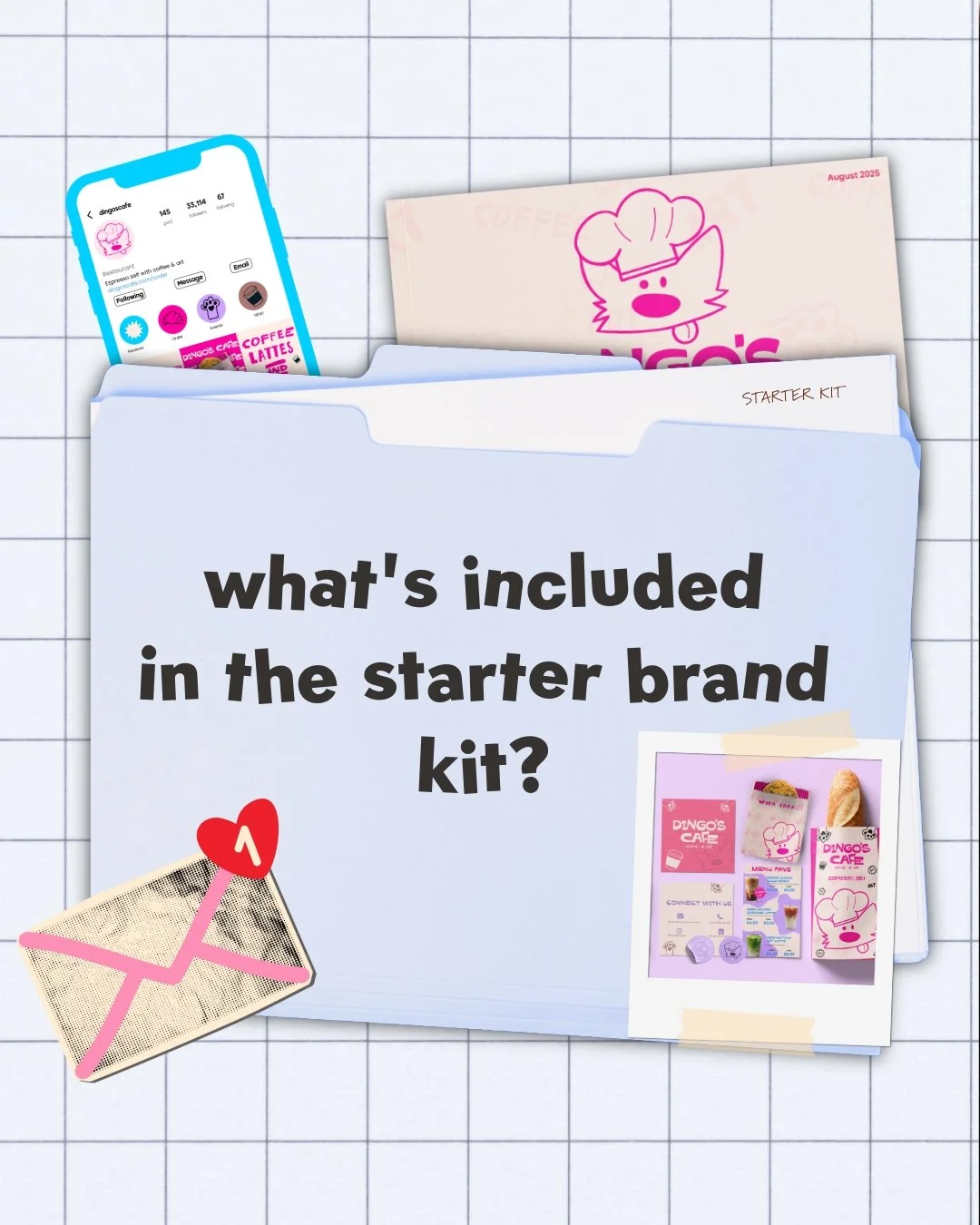 what's included in my starter kit? all the essentials you'll need! from a clear brand strategy, to the visuals, to the guidelines!

Your brand deserves more than just a pretty canva logo and thats what my goal is for you 🤭 I design all brands with a