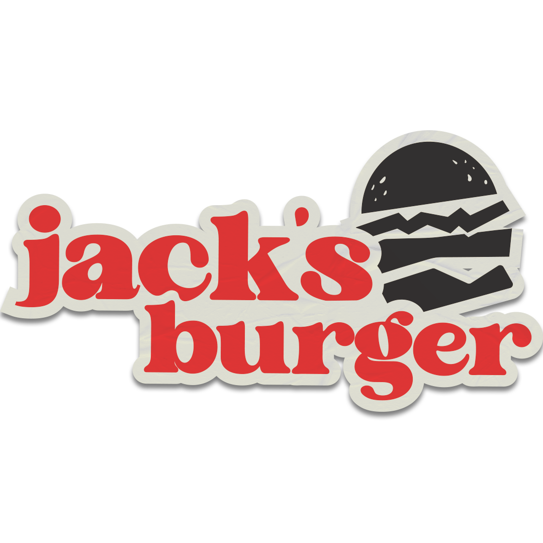 Jack's Burger logo with stylized text and a black and gray burger icon.
