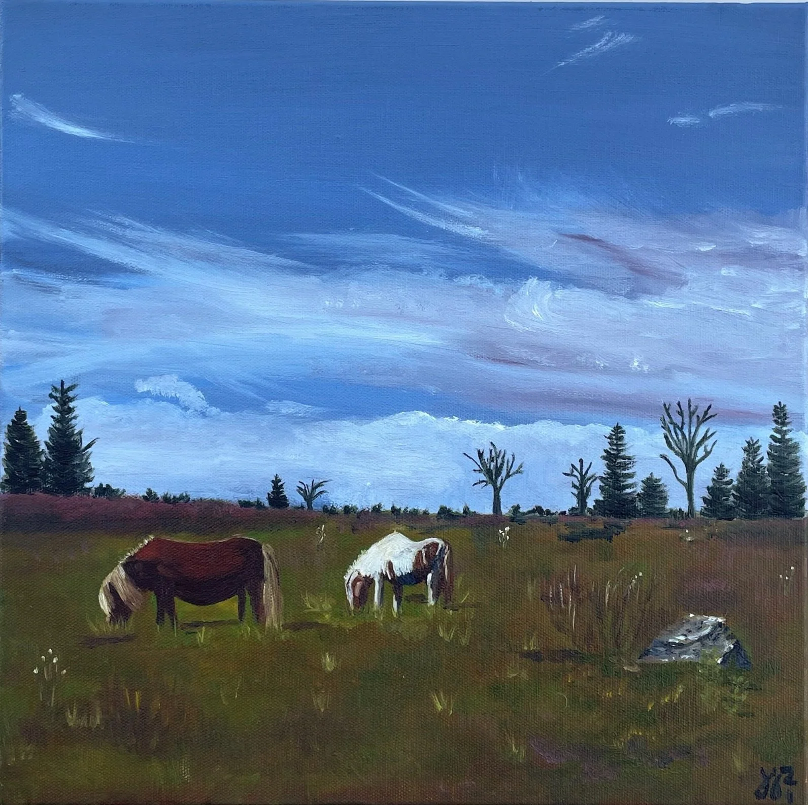 Grayson Highland Ponies Oil Painting. Available at CDR Frame Shop & Gallery