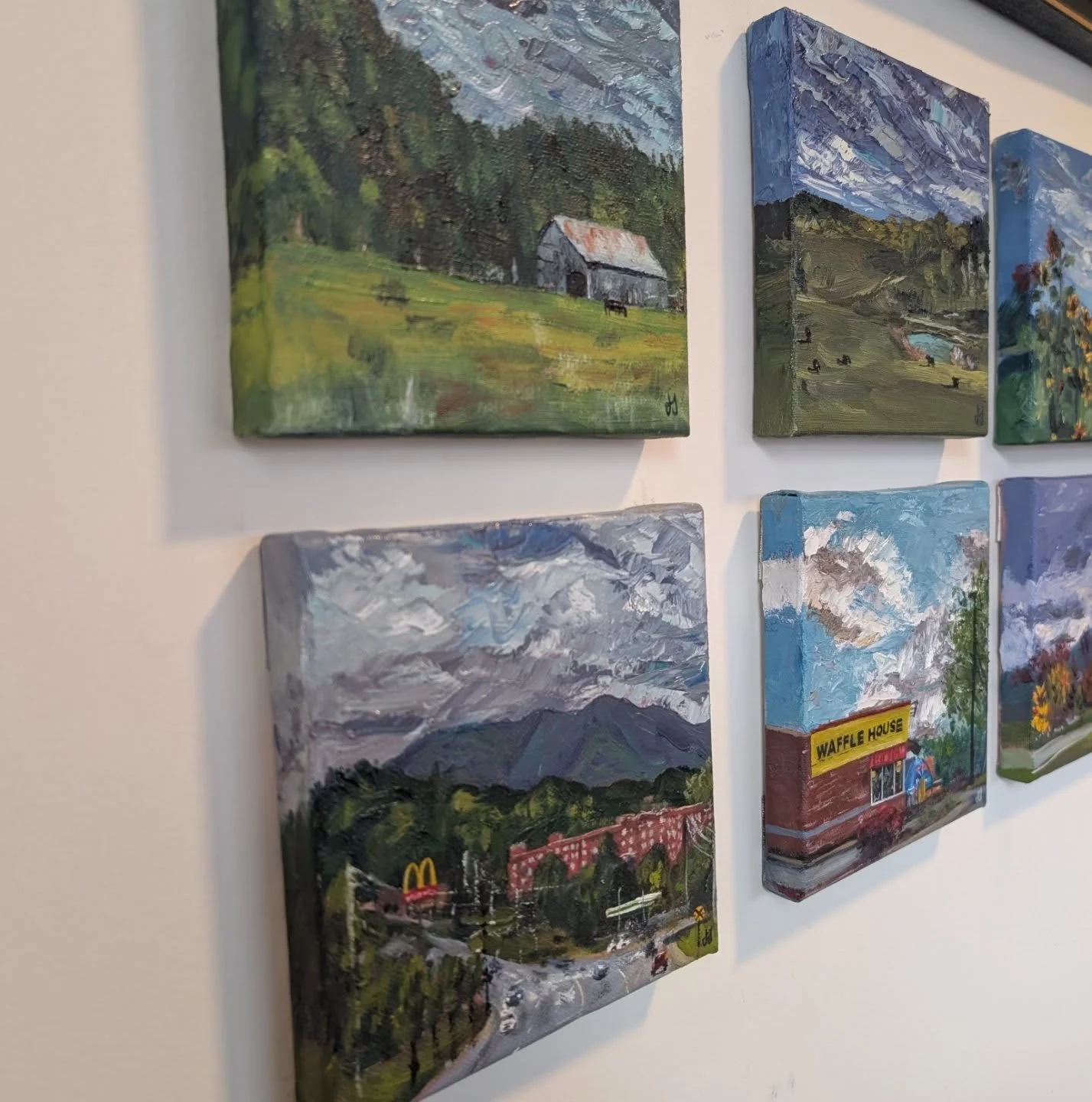 Really enjoying painting these cute little paintings, but also I'm itching to paint bigger again! Shout out to @edifysalon for making my hair look good in the last slide.