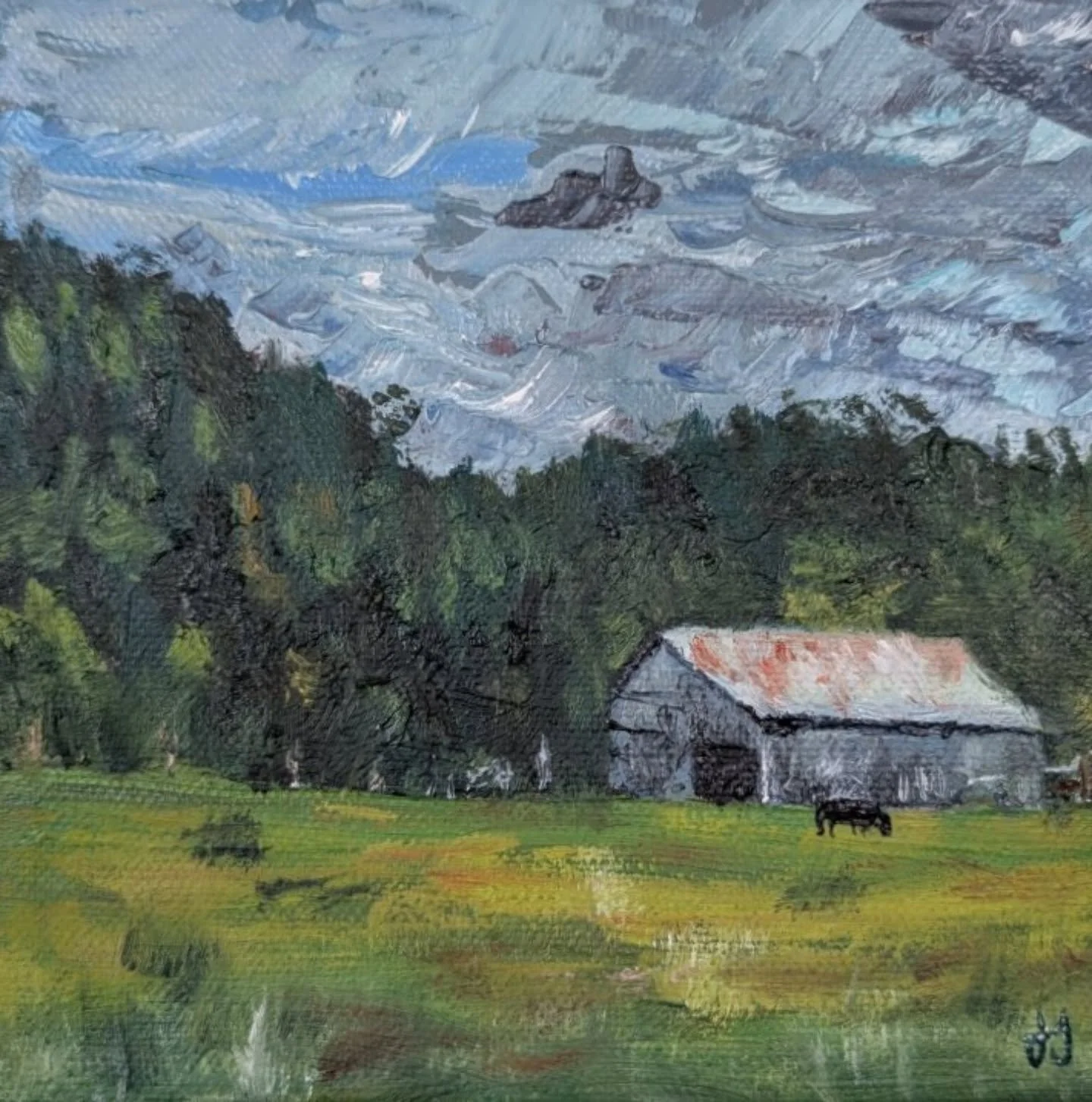 I probably have hundreds of barn photos on my phone. Should I start painting more of them?  Message me if you're interested in commissioning a painting of a barn that's special to you.