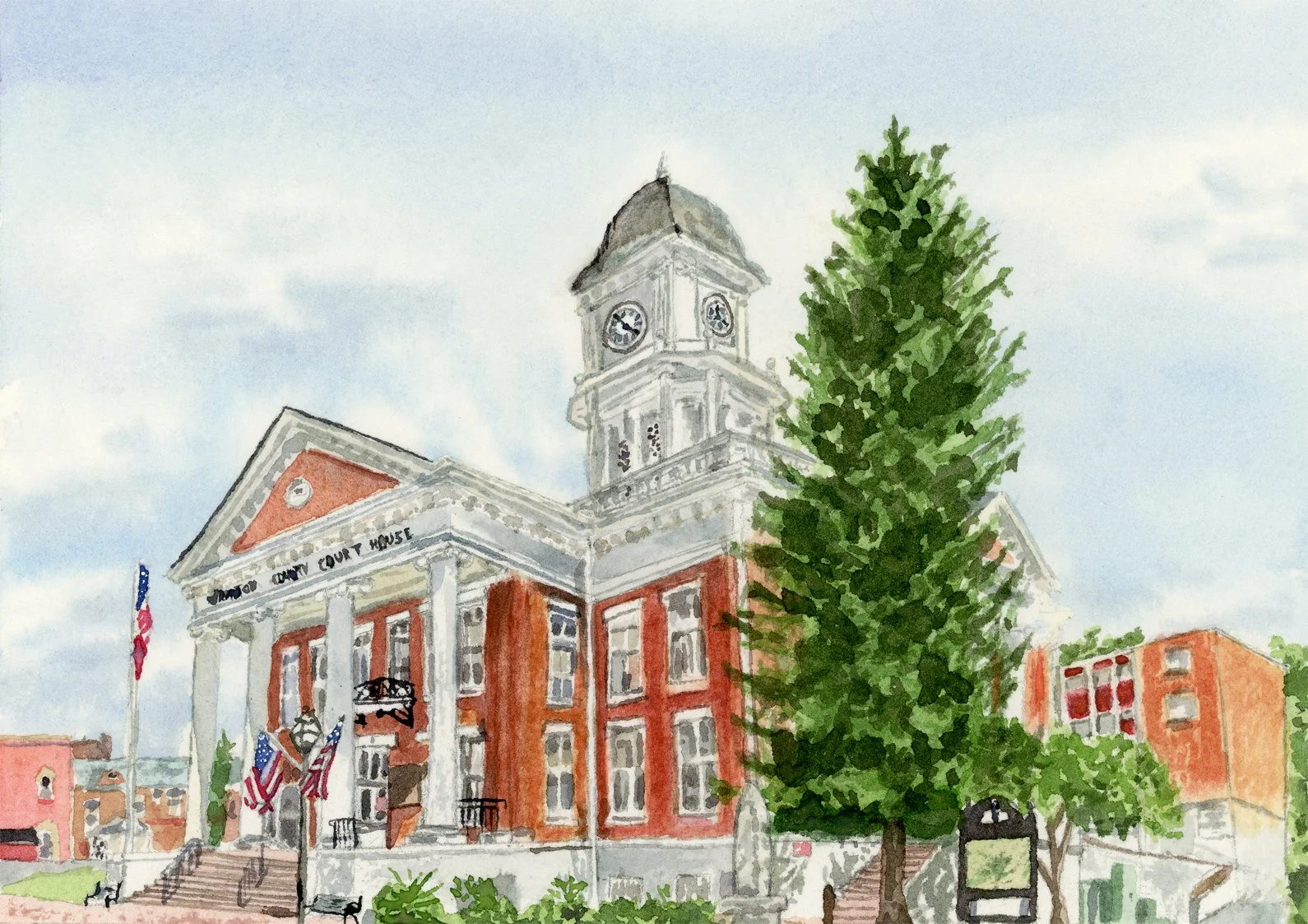 Jonesborough Courthouse Watercolor-SOLD