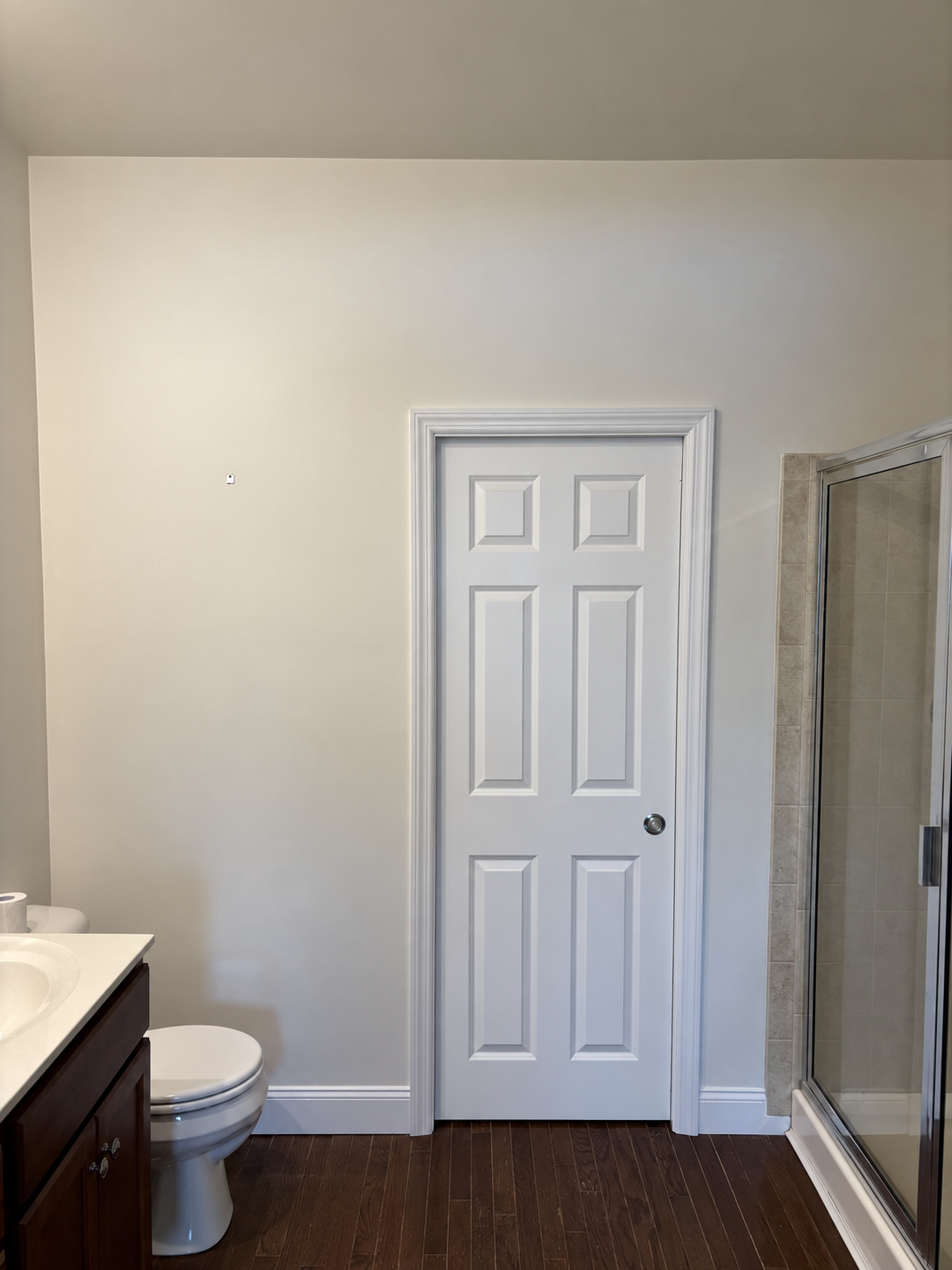 Pocket-door conversion in Lancaster County, including framing, relocated plumbing and electrical, drywall finishing, trim, and paint.