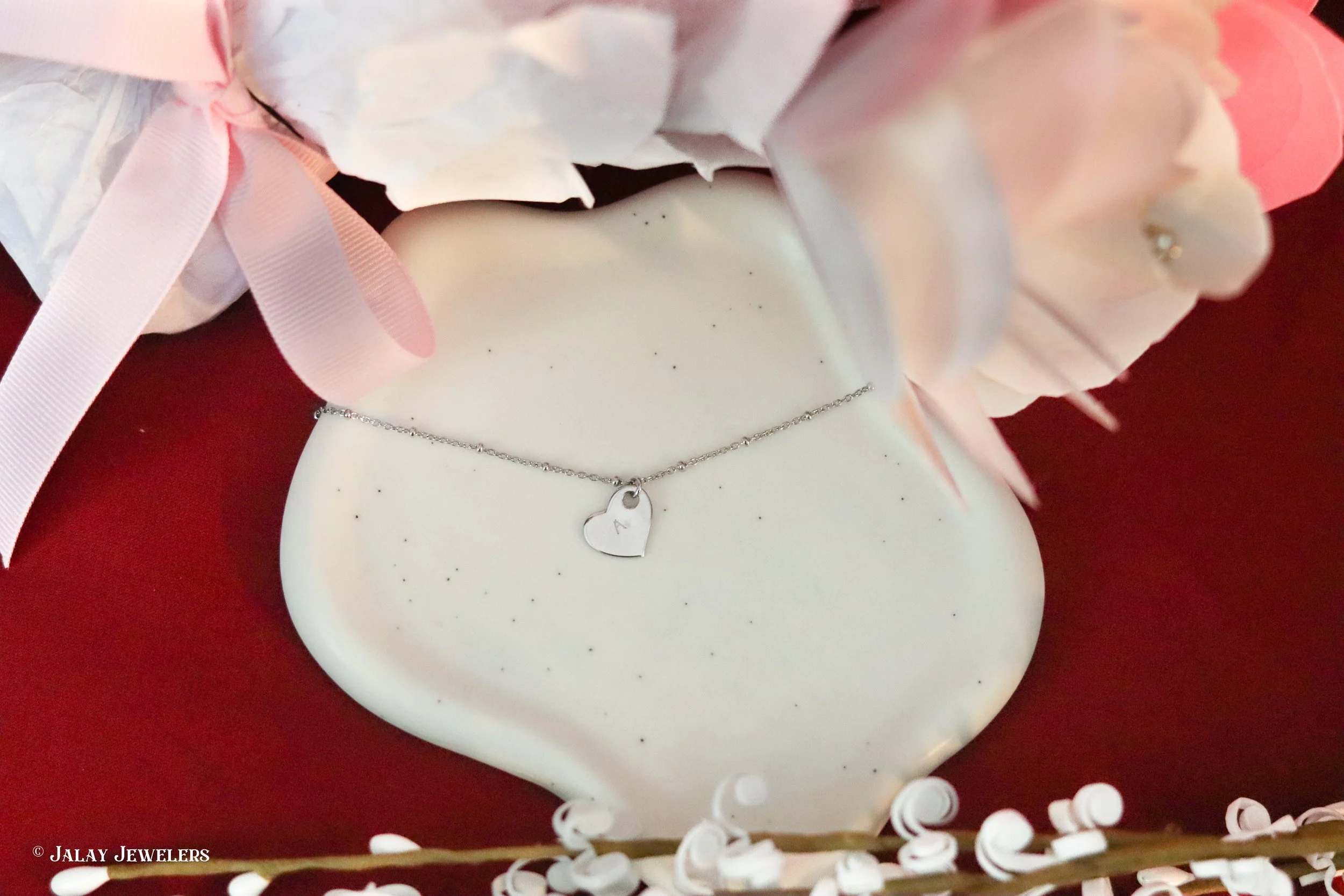 Ladies Initial Heart Bracelet- 925 Sterling Silver