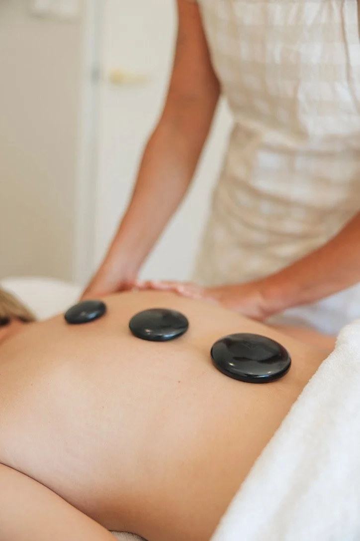 hot stones on back